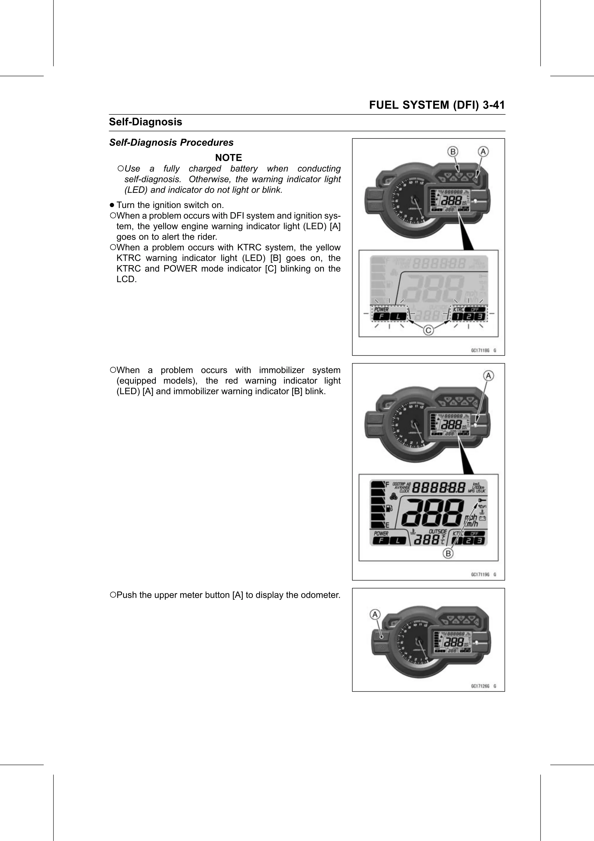 Service Manual page 131 — Fuel System (DFI) › Self-Diagnosis Procedures