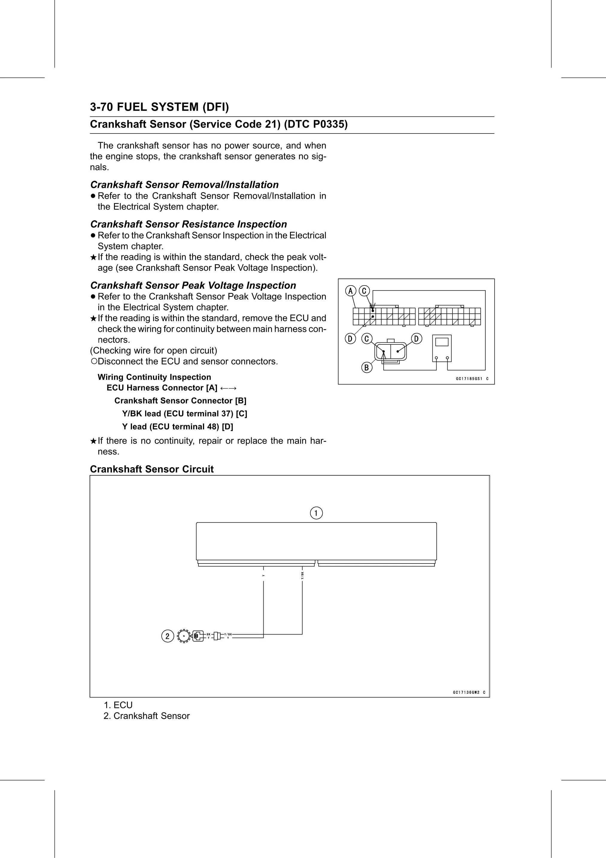 Service Manual page 160 — Fuel System (DFI) › Crankshaft Sensor Peak Voltage Inspection