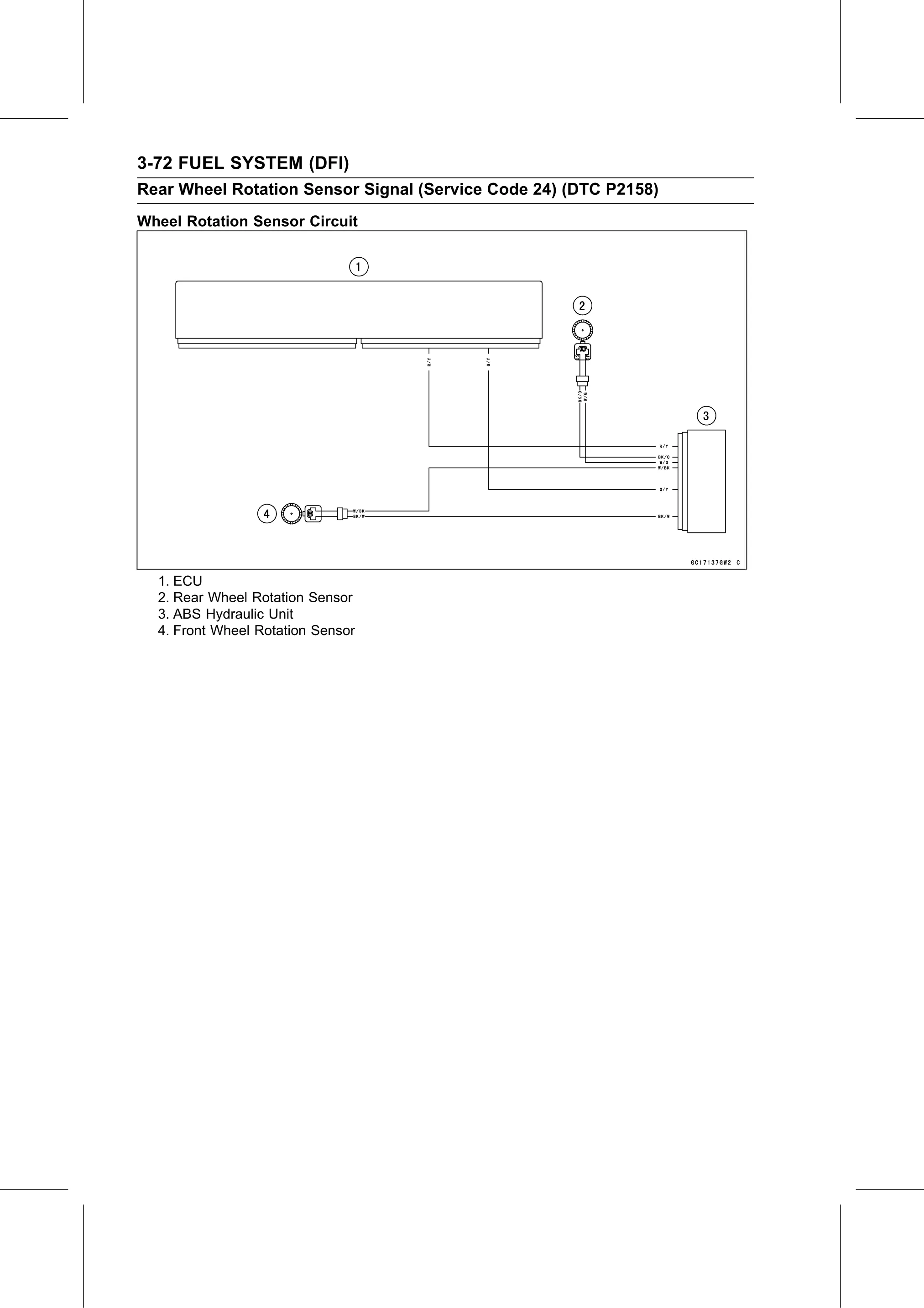 Service Manual page 162 — Fuel System (DFI) › Rear Wheel Rotation Sensor Signal Inspection