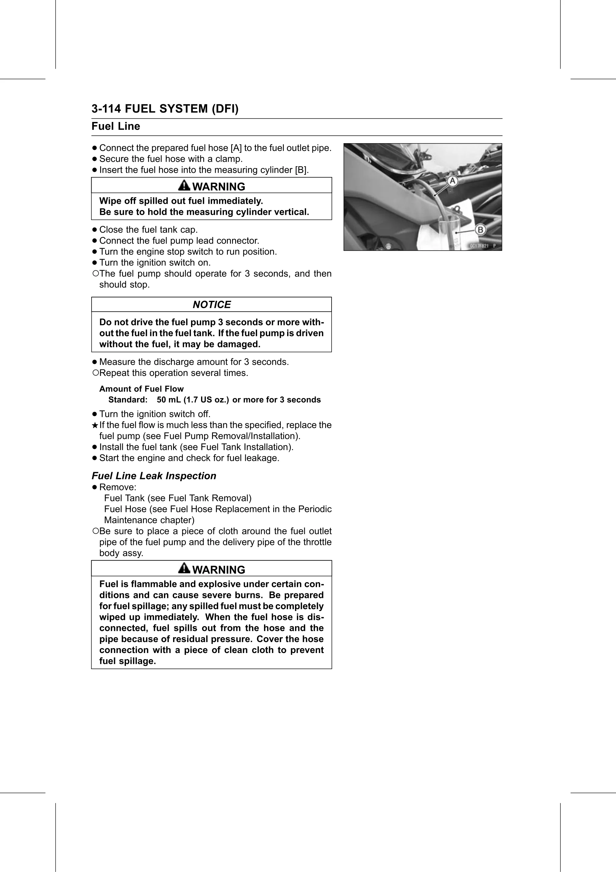 Service Manual page 204 — Fuel System (DFI) › Fuel Line Leak Inspection