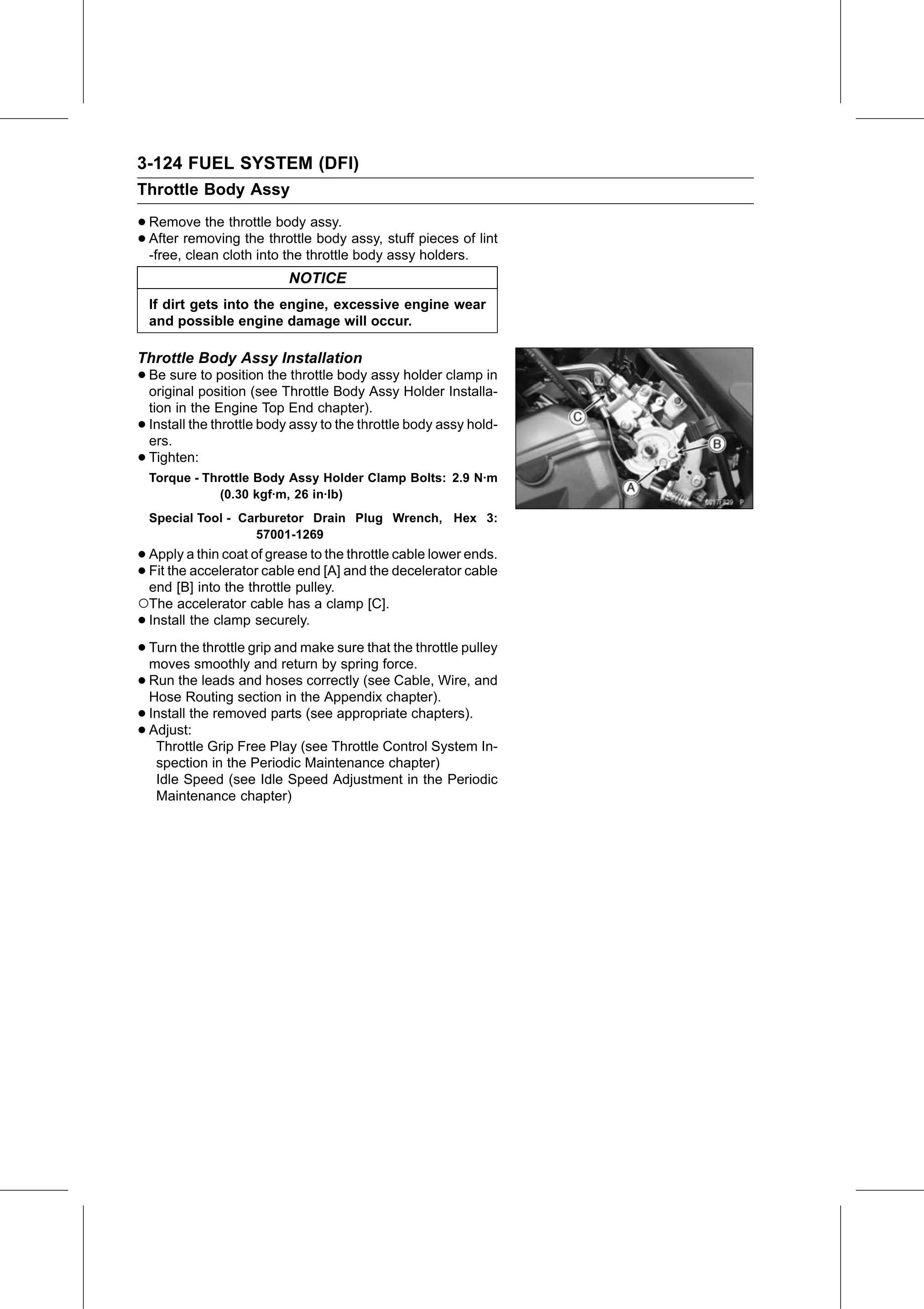 Service Manual page 214 — Fuel System (DFI) › Throttle Body Assy Installation
