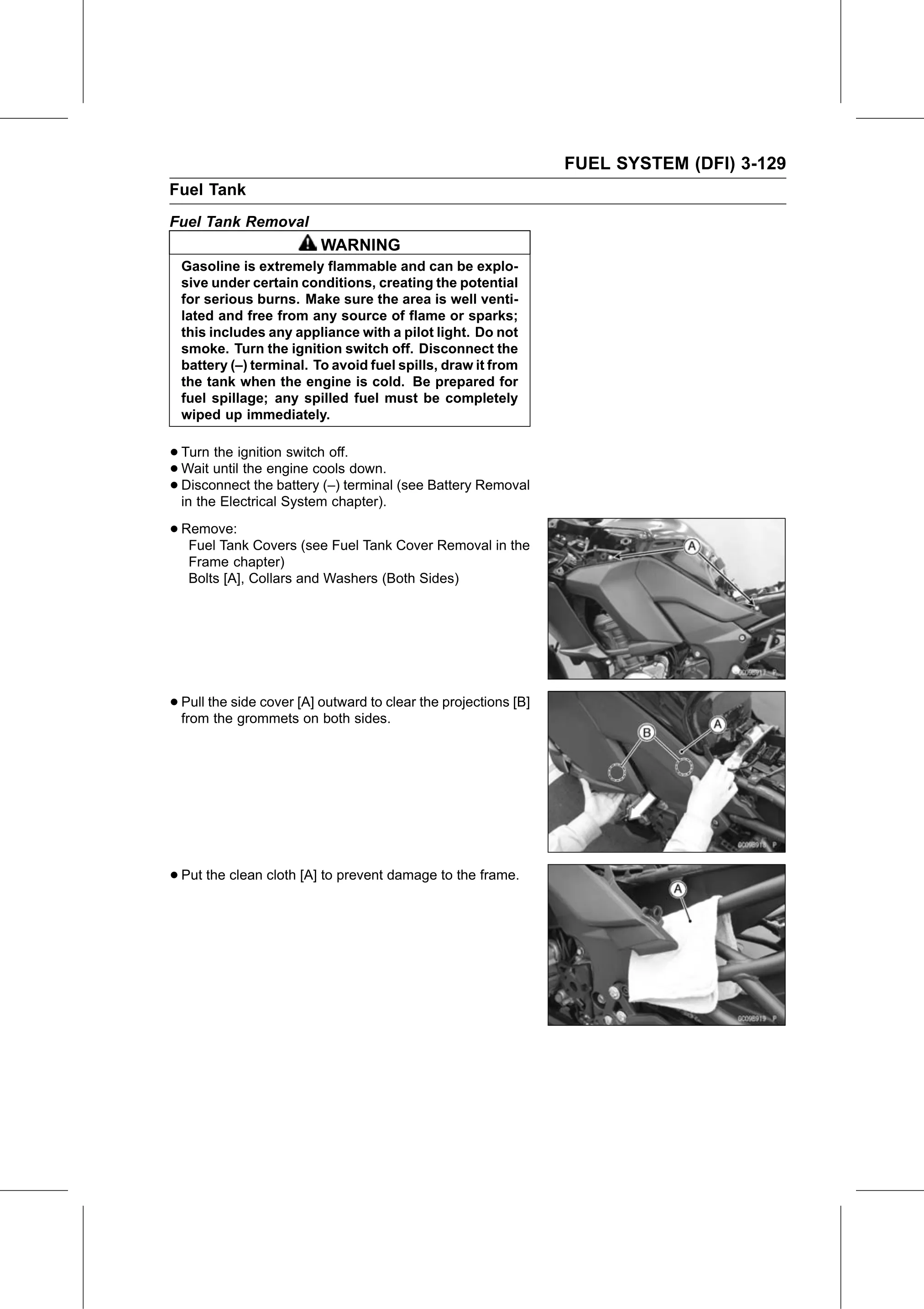 Service Manual page 219 — Fuel System (DFI) › Fuel Tank Removal
