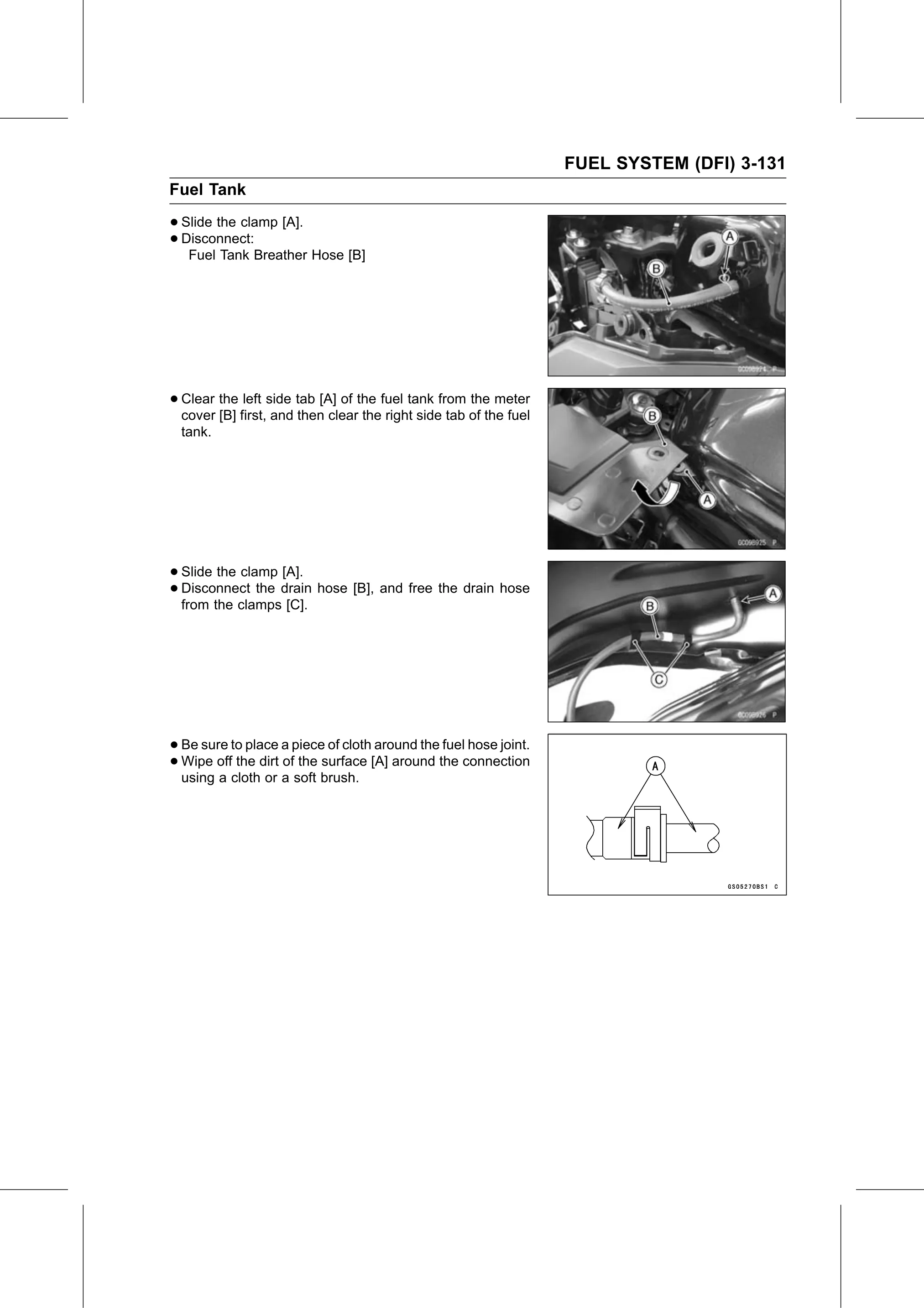Service Manual page 221 — Fuel System (DFI) › Fuel Tank Removal