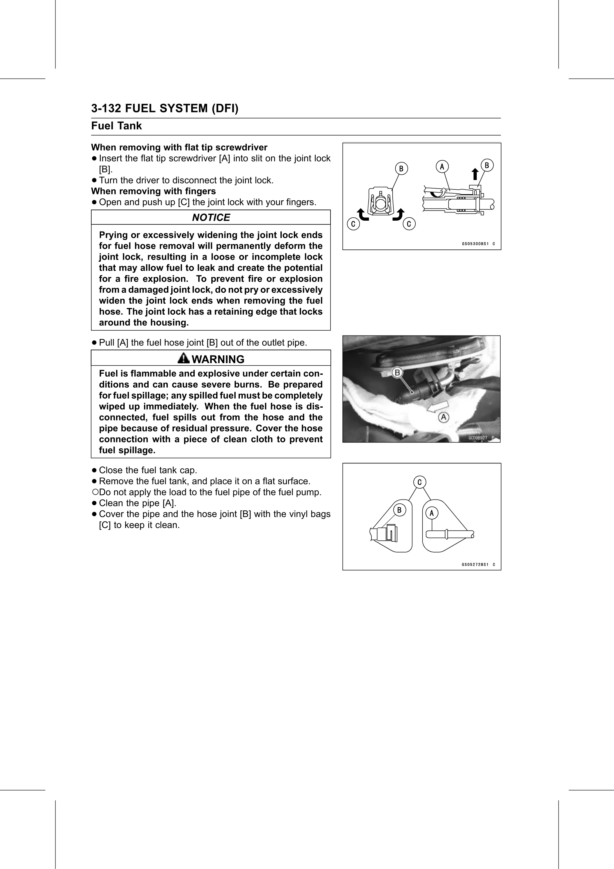Service Manual page 222 — Fuel System (DFI) › Fuel Tank Removal