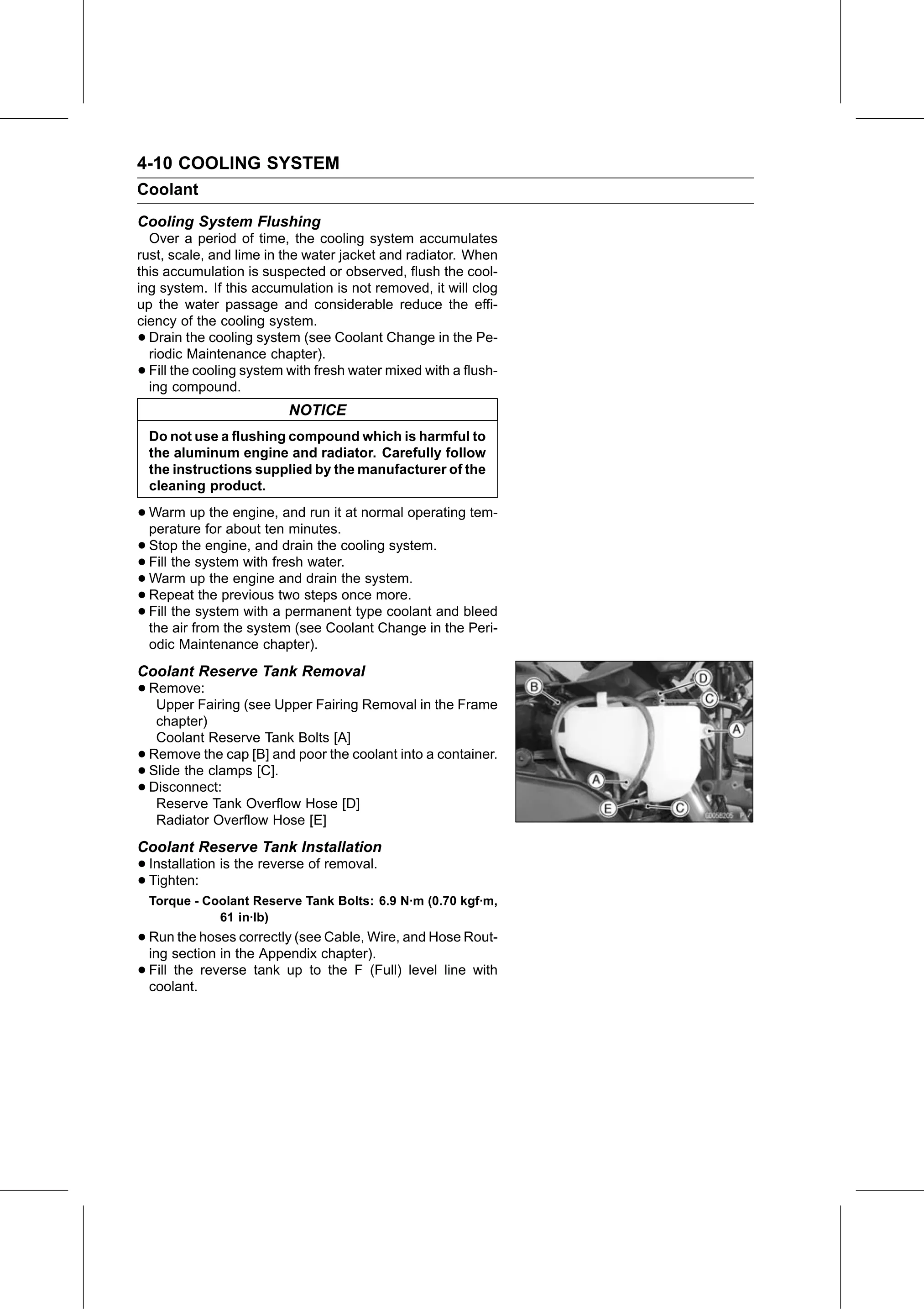 Service Manual page 236 — Cooling System › Coolant Reserve Tank Installation
