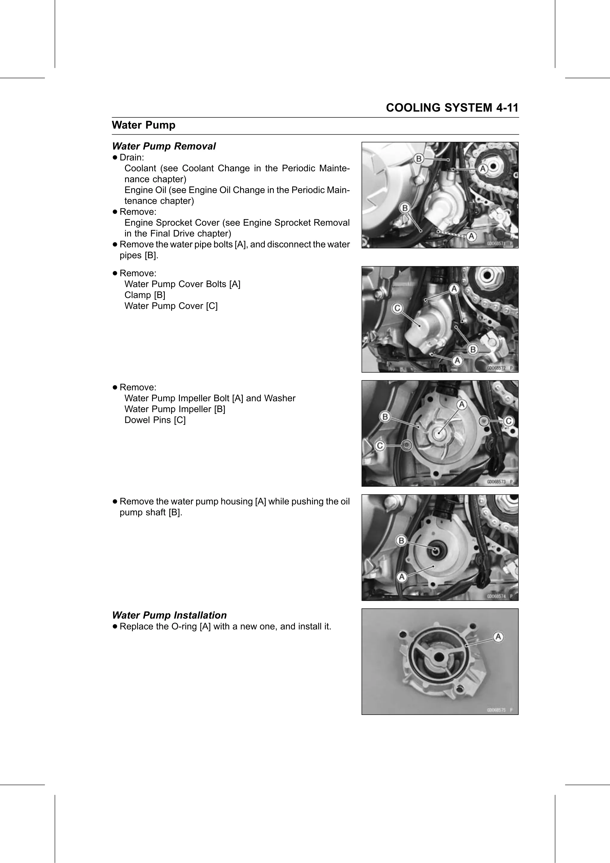 Service Manual page 237 — Cooling System › Water Pump Installation