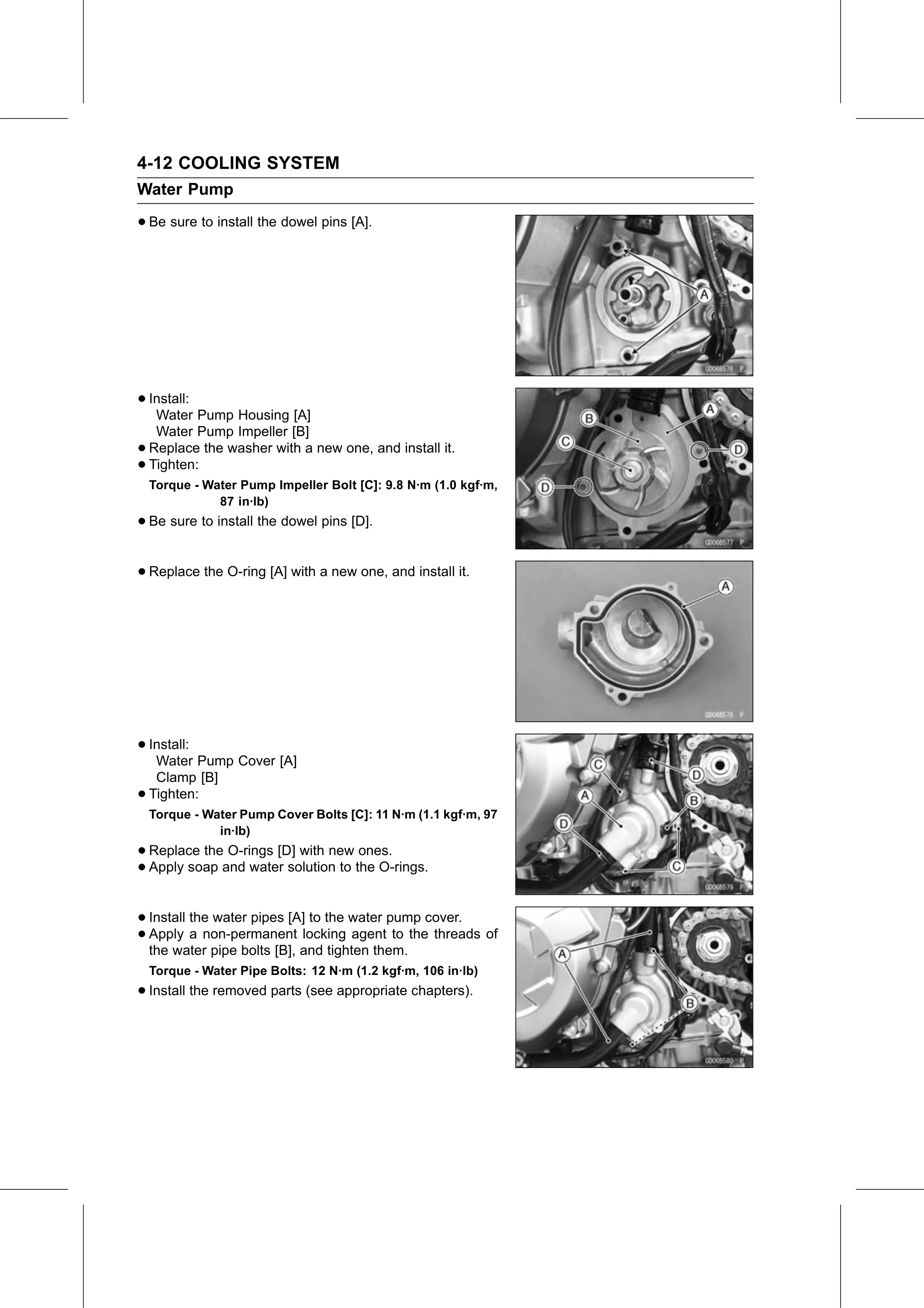 Service Manual page 238 — Cooling System › Water Pump Installation