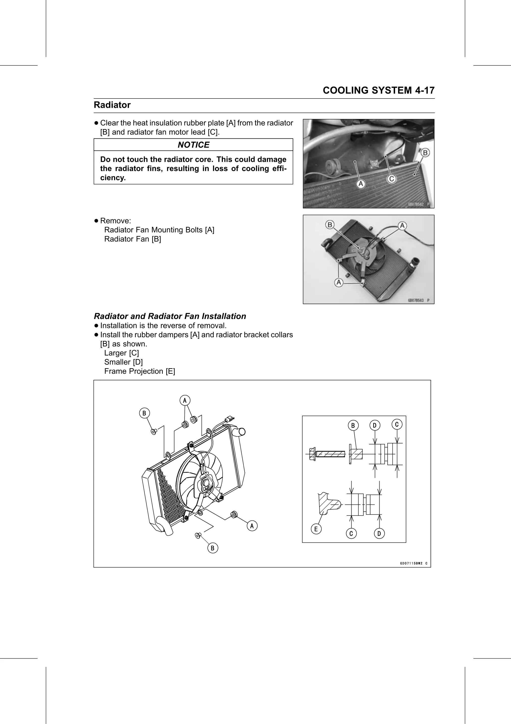 Service Manual page 243 — Cooling System › Radiator and Radiator Fan Installation