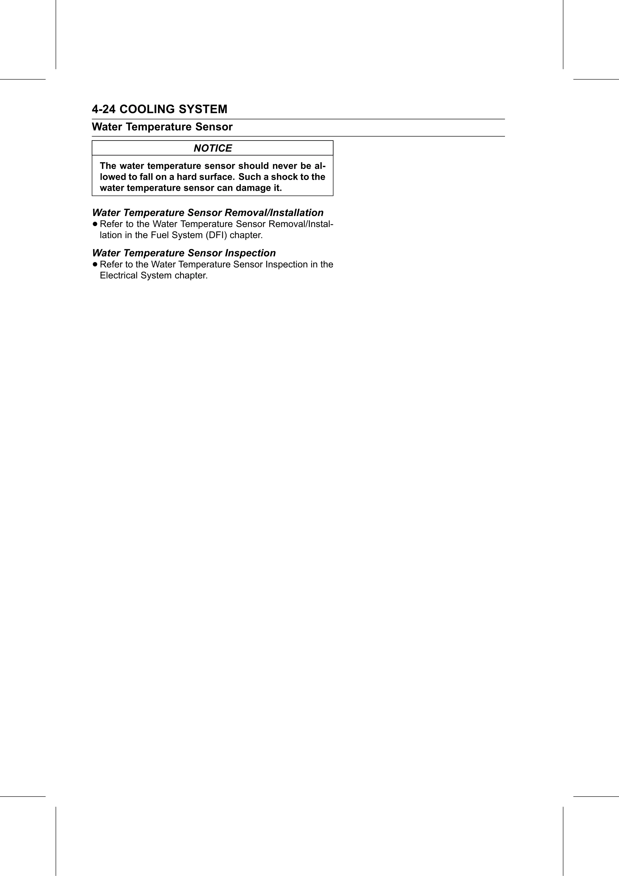 Service Manual page 250 — Cooling System › Water Temperature Sensor Inspection