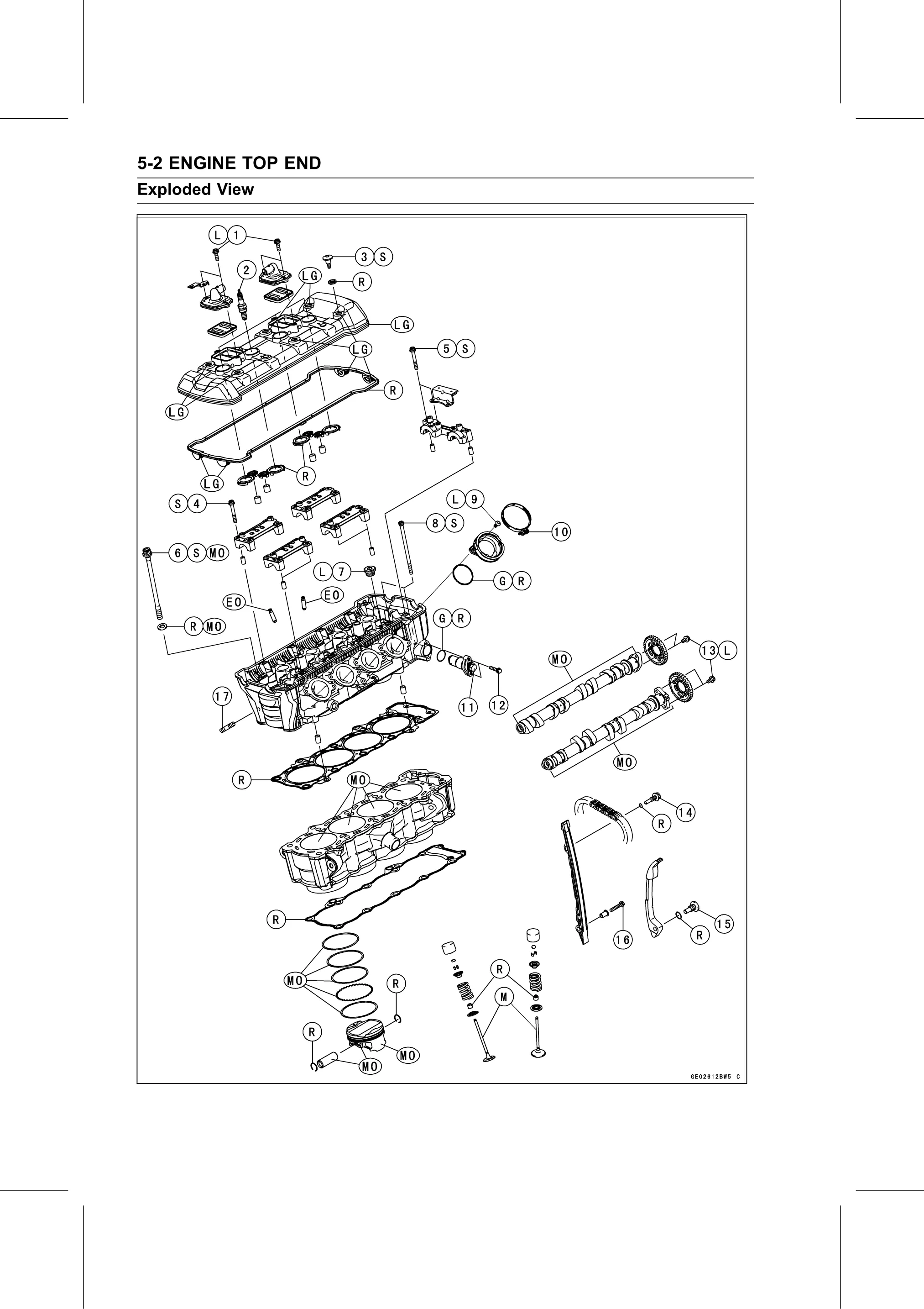Service Manual page 252 — Engine Top End › Exploded View