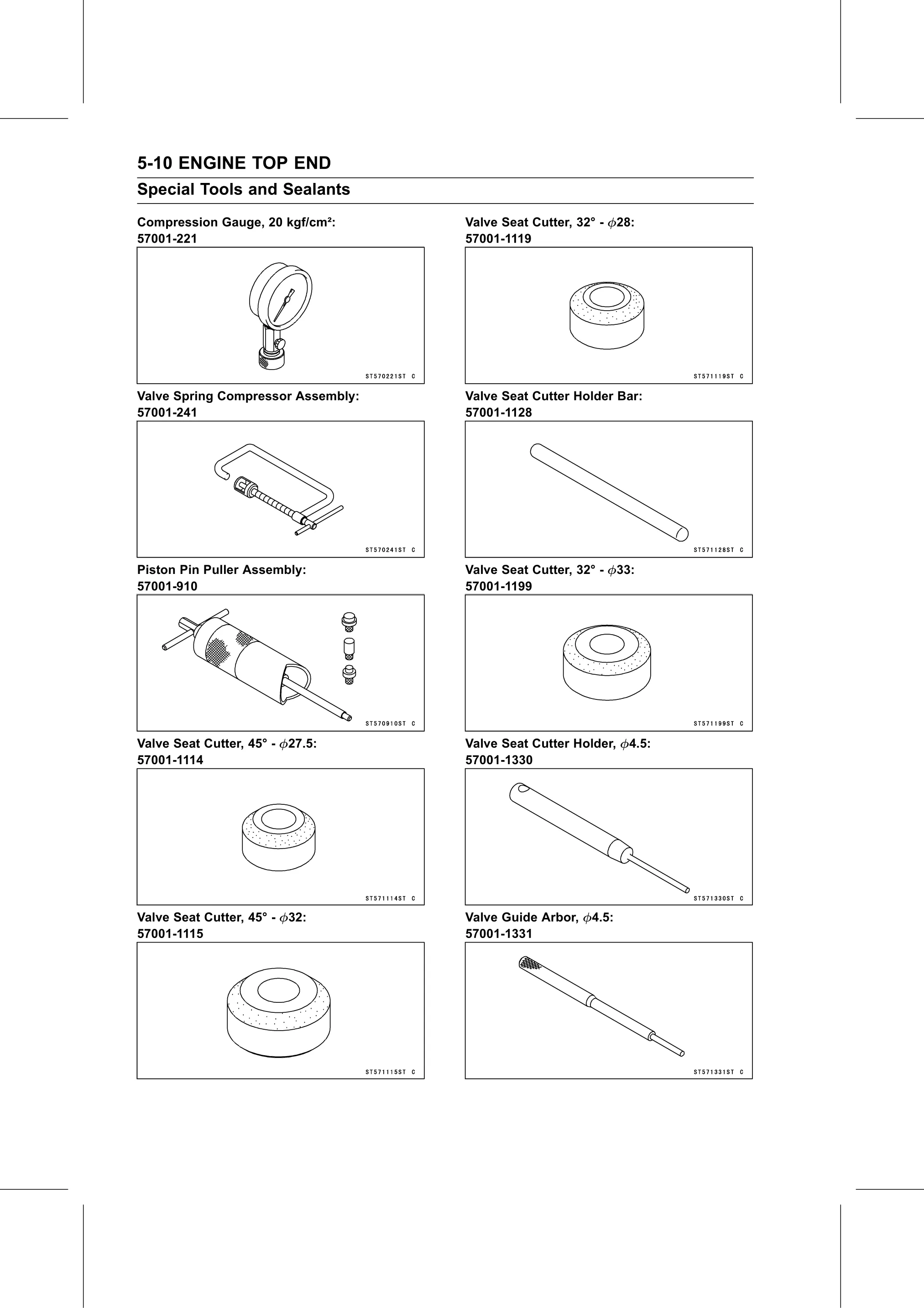 Service Manual page 260 — Engine Top End › Special Tools and Sealants