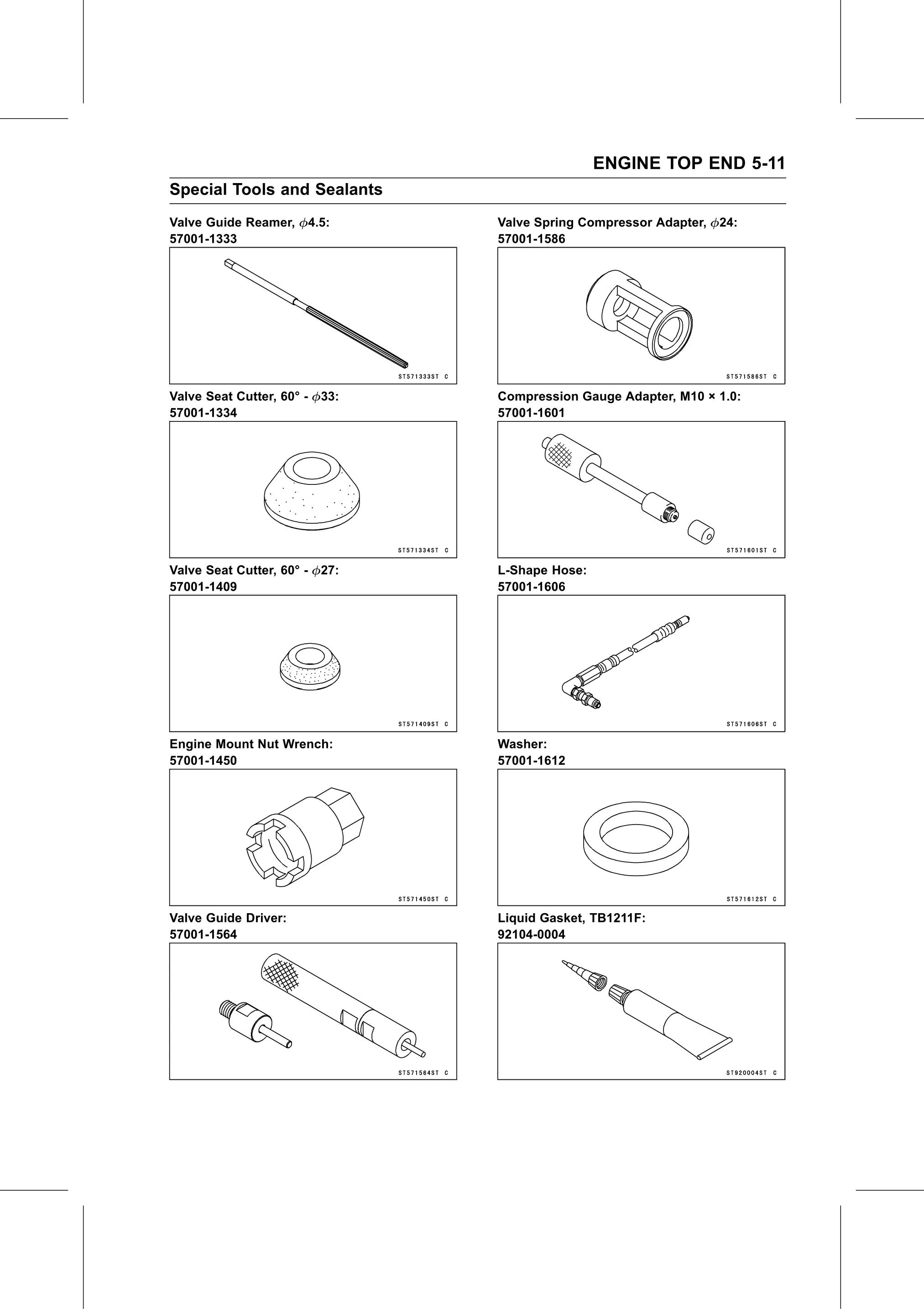 Service Manual page 261 — Engine Top End › Special Tools and Sealants