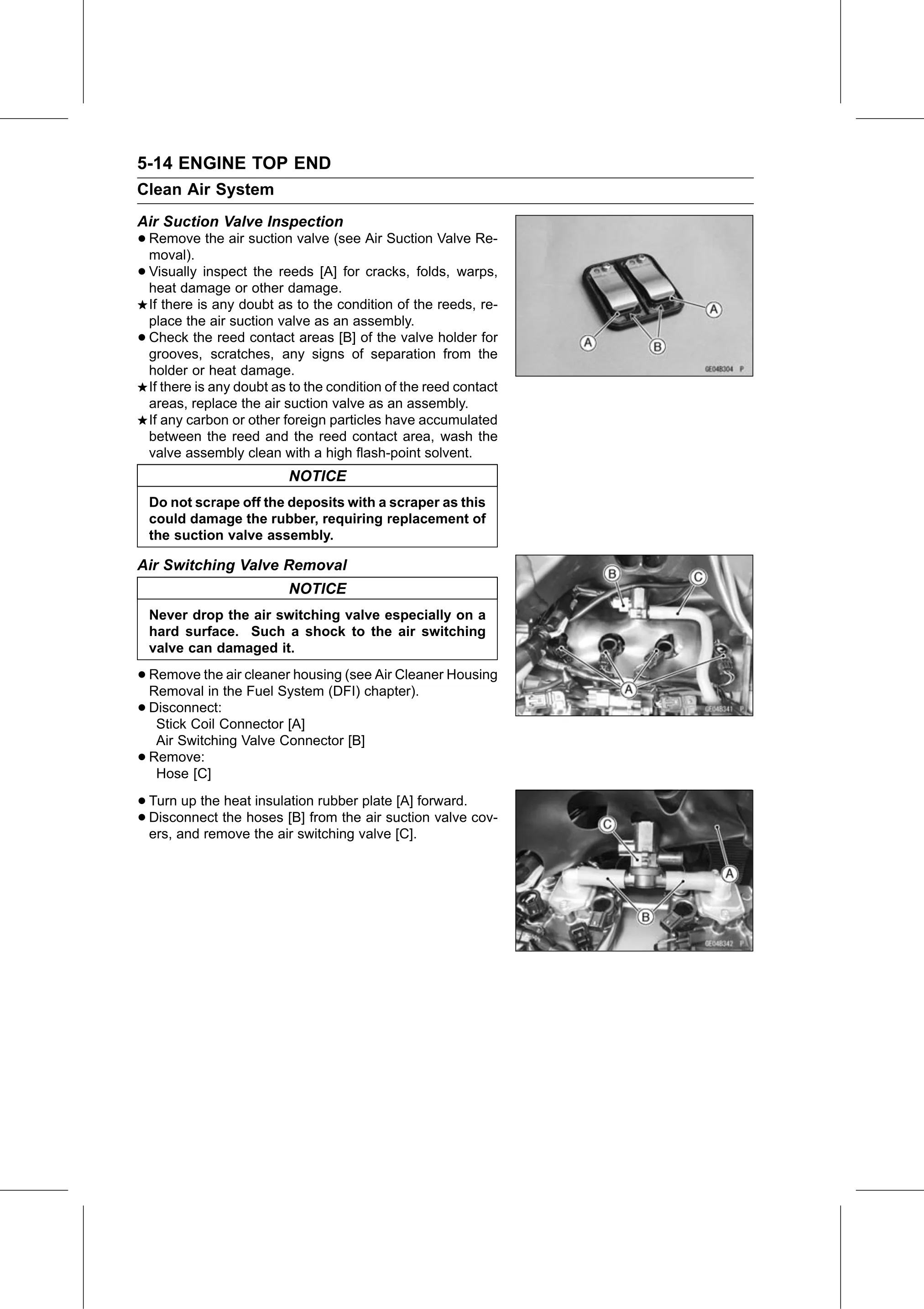 Service Manual page 264 — Engine Top End › Air Switching Valve Removal