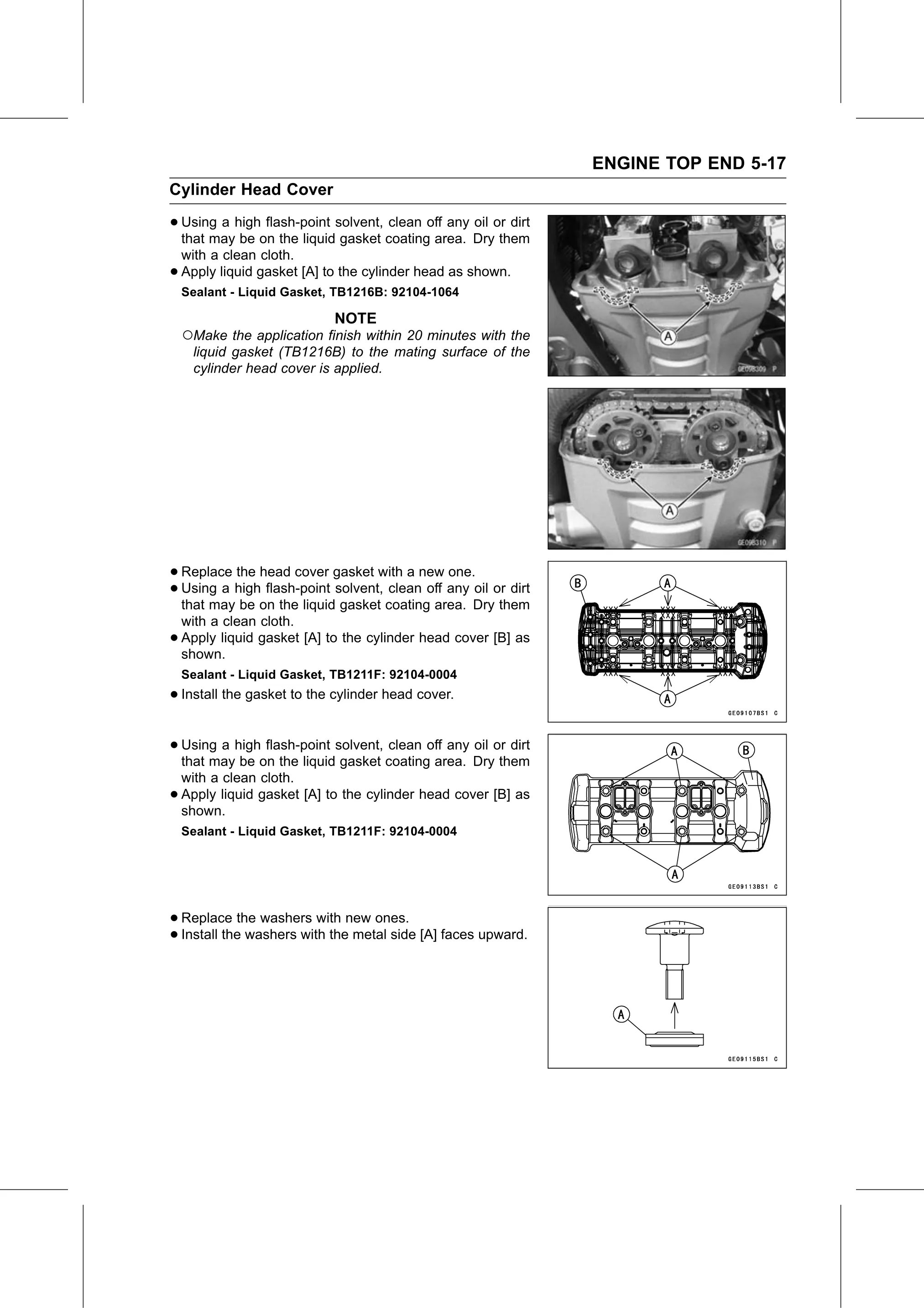 Service Manual page 267 — Engine Top End › Cylinder Head Cover Installation