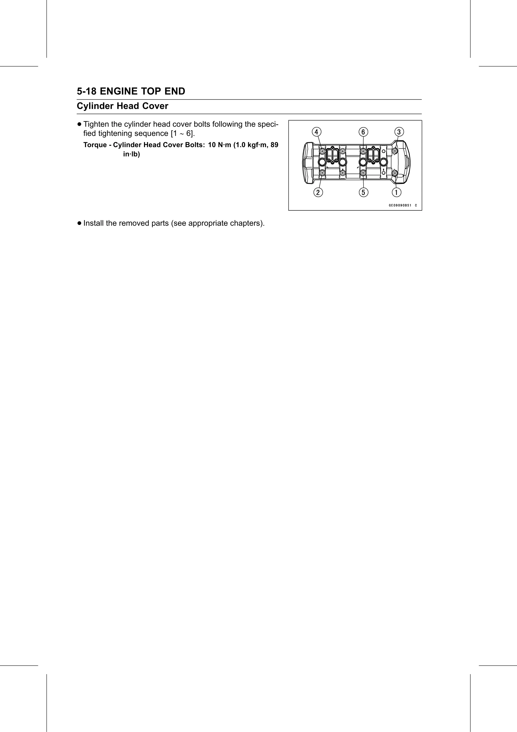 Service Manual page 268 — Engine Top End › Cylinder Head Cover Installation