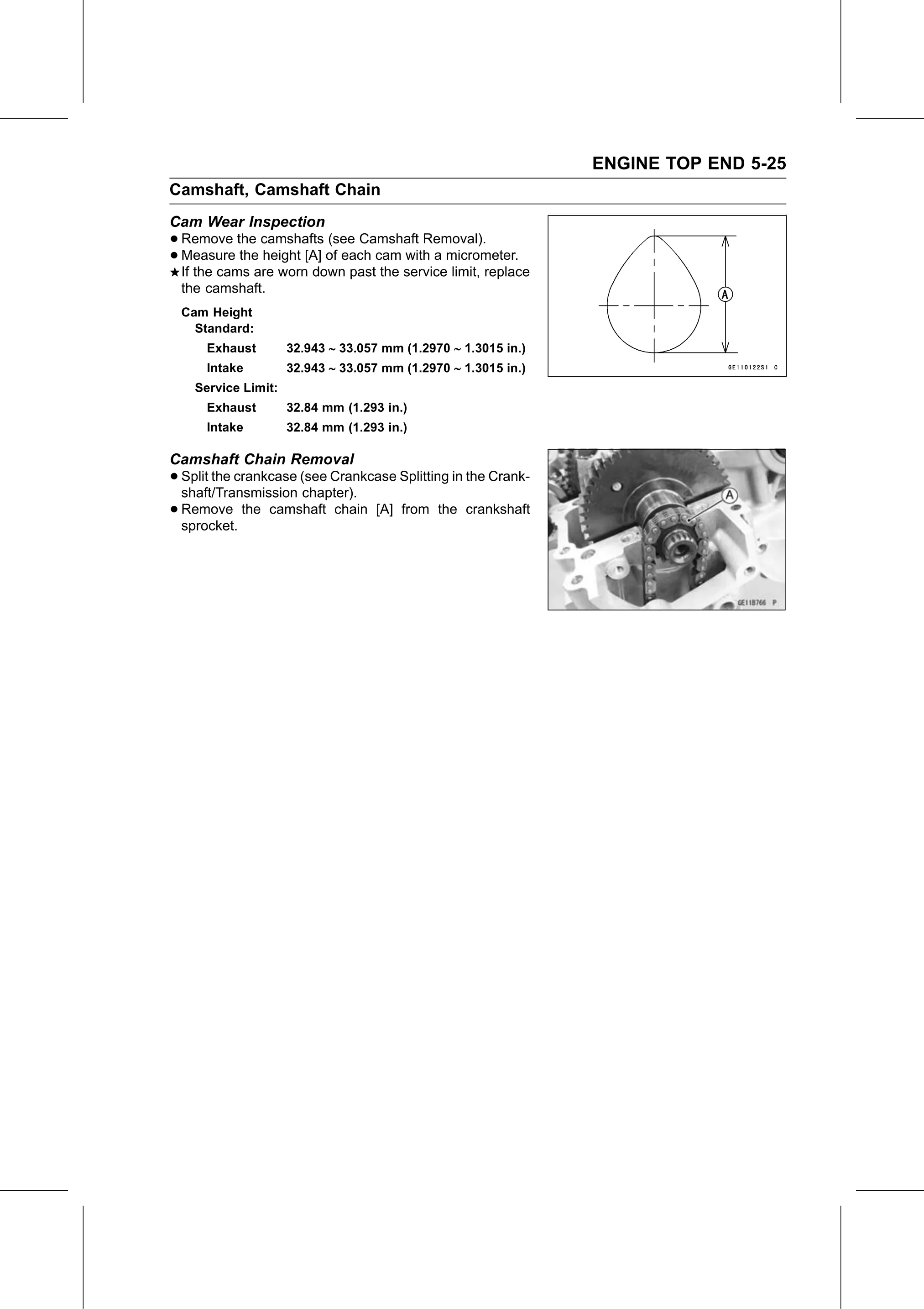 Service Manual page 275 — Engine Top End › Camshaft Chain Removal