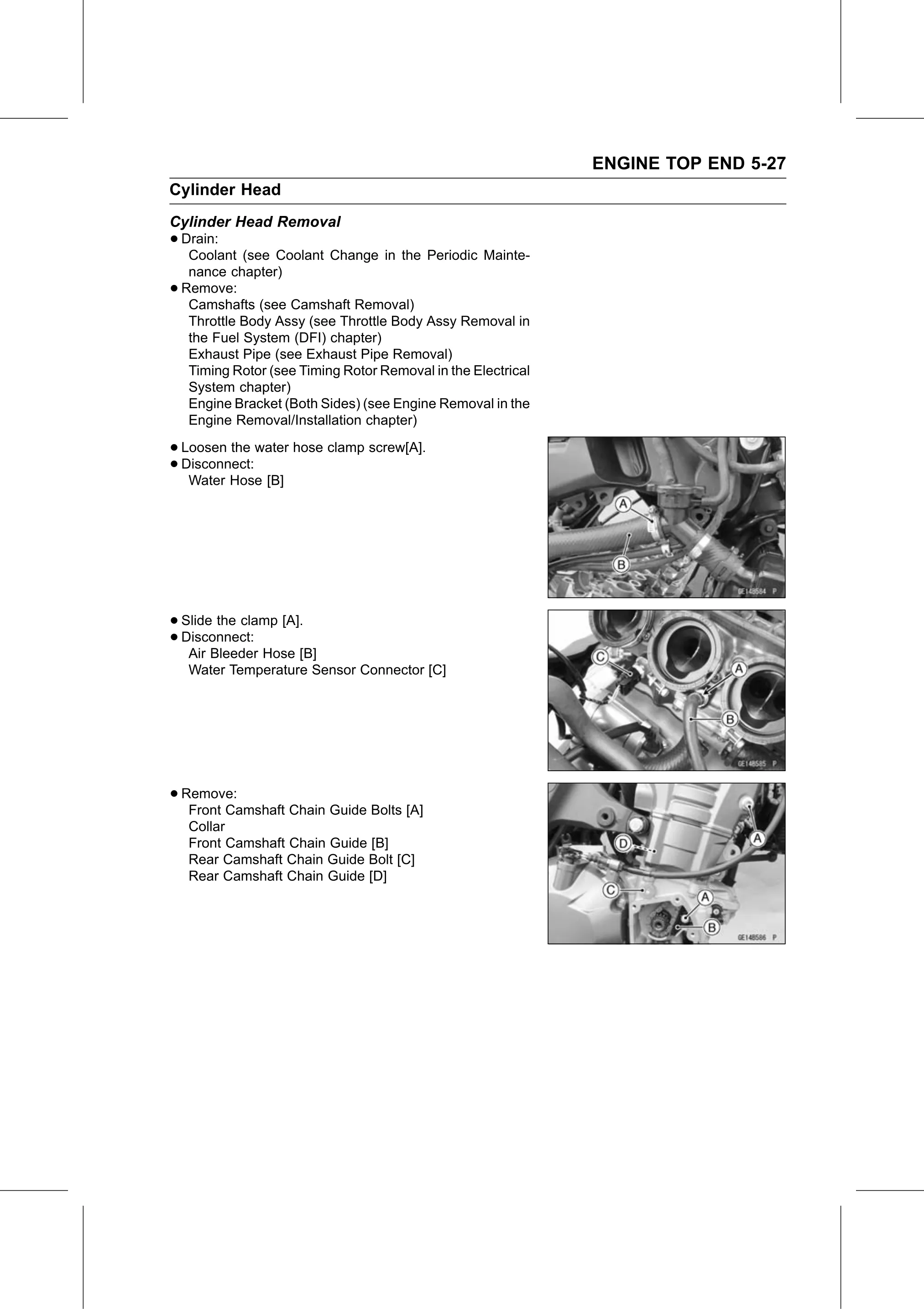 Service Manual page 277 — Engine Top End › Cylinder Head Removal