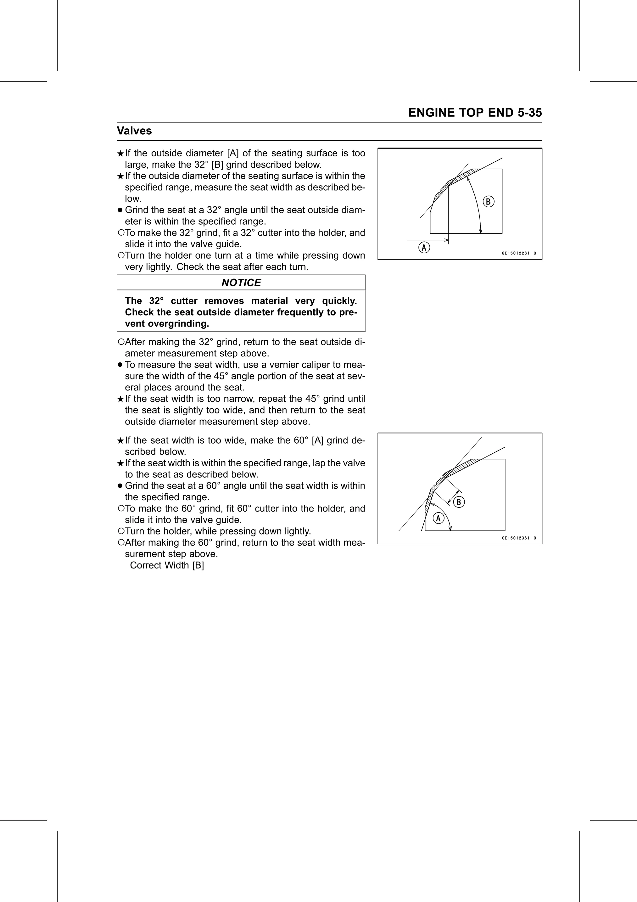 Service Manual page 285 — Engine Top End › Valve Seat Repair