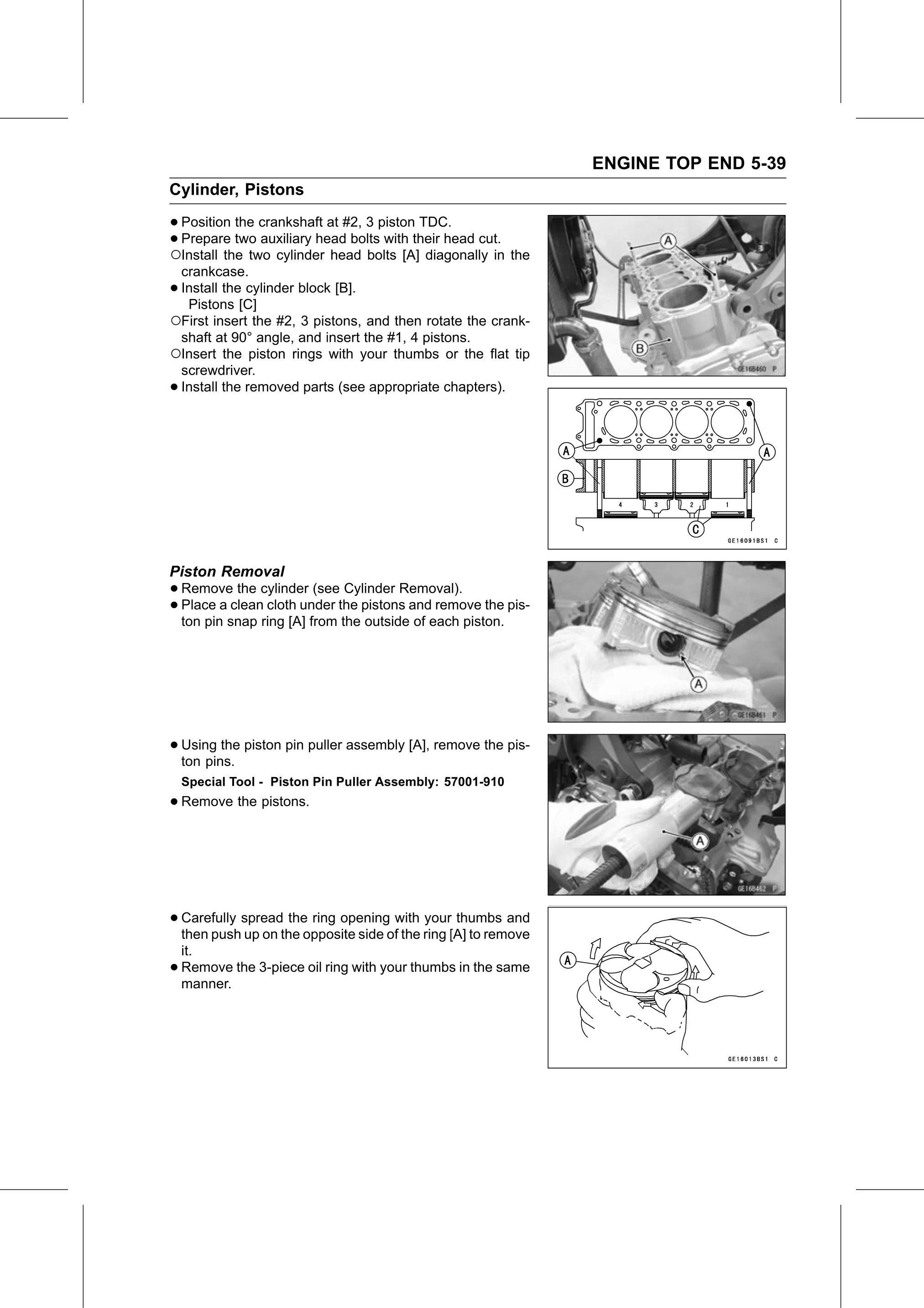 Service Manual page 289 — Engine Top End › Piston Removal