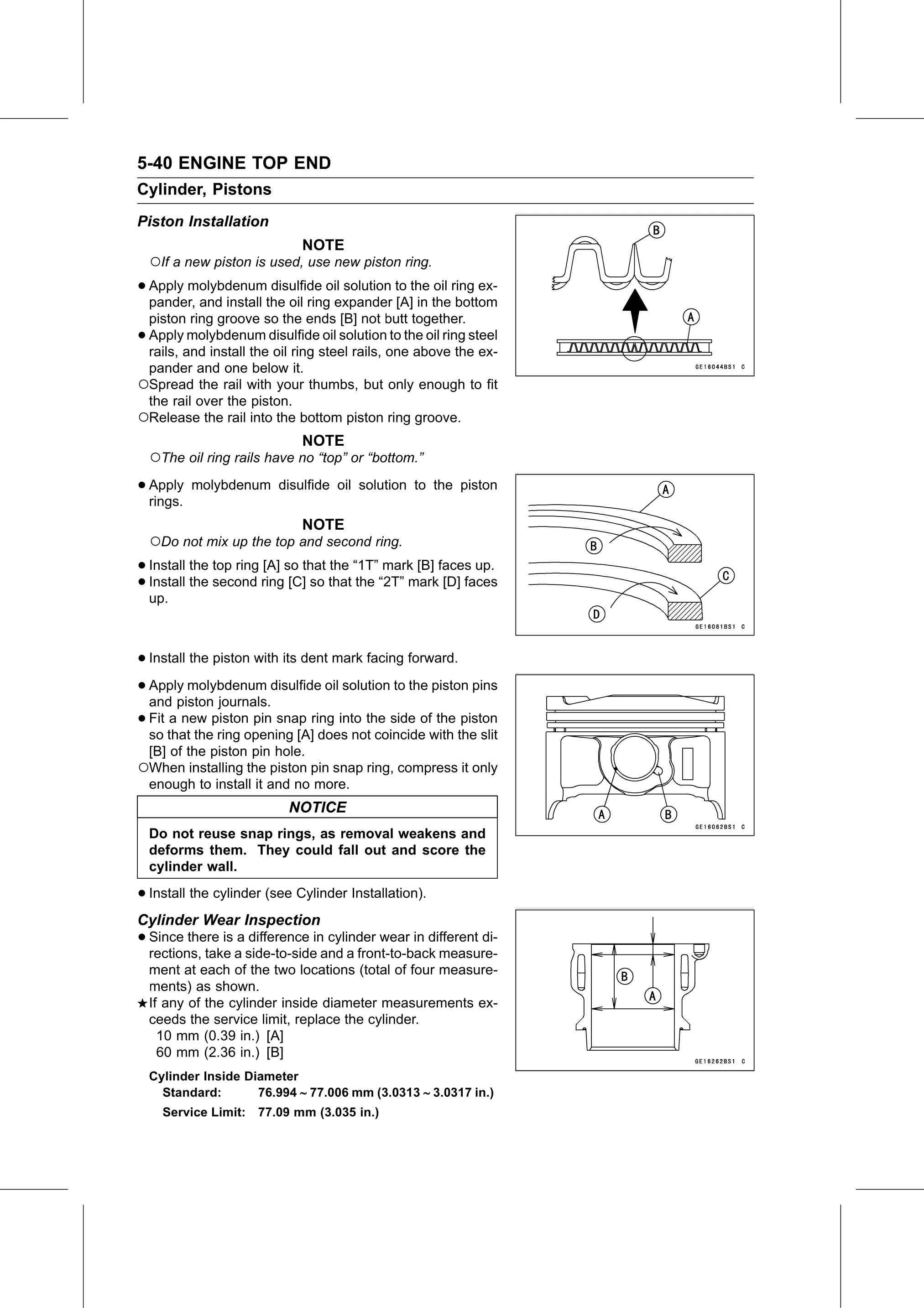 Service Manual page 290 — Engine Top End › Cylinder Wear Inspection