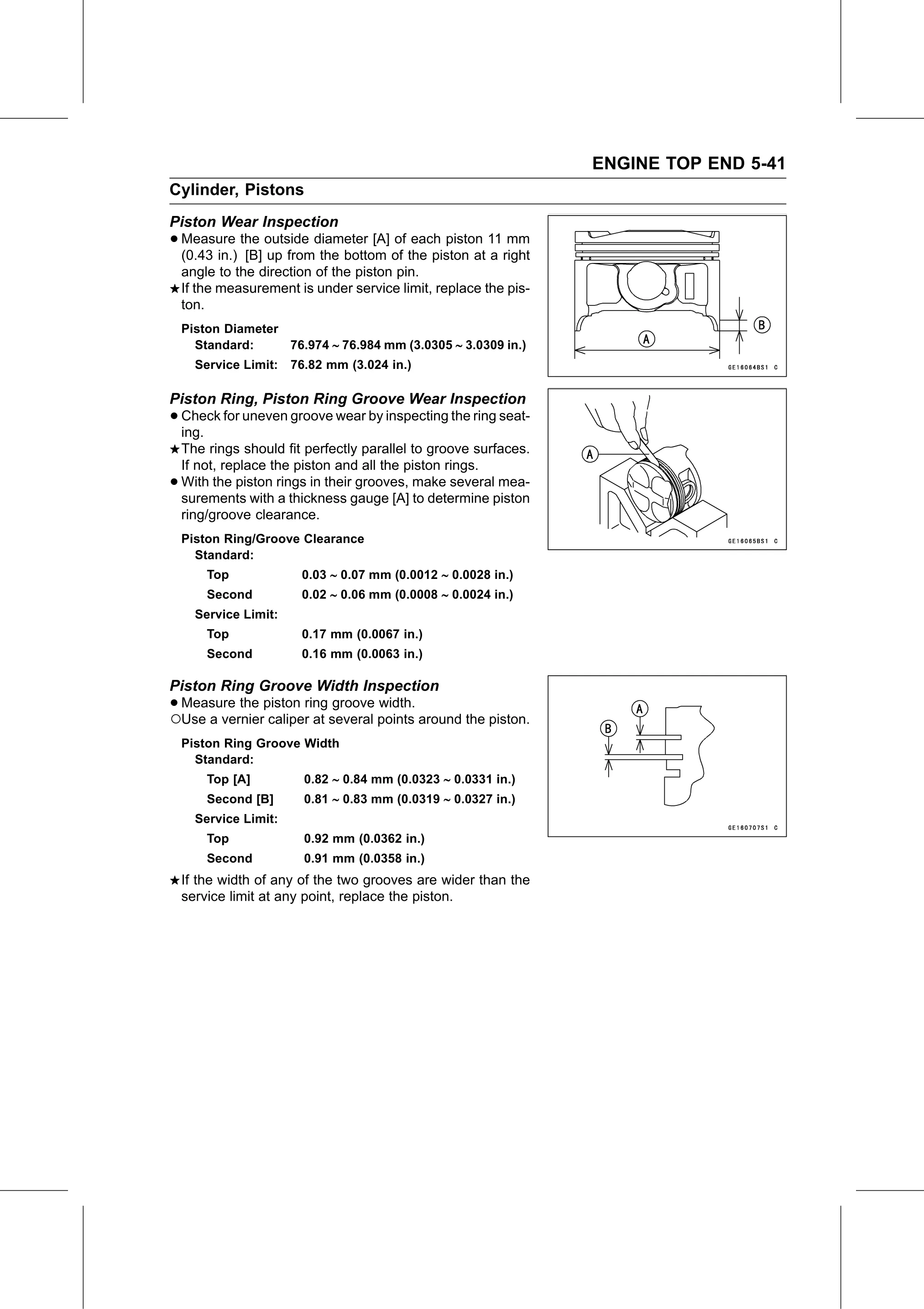 Service Manual page 291 — Engine Top End › Piston Ring Groove Width Inspection