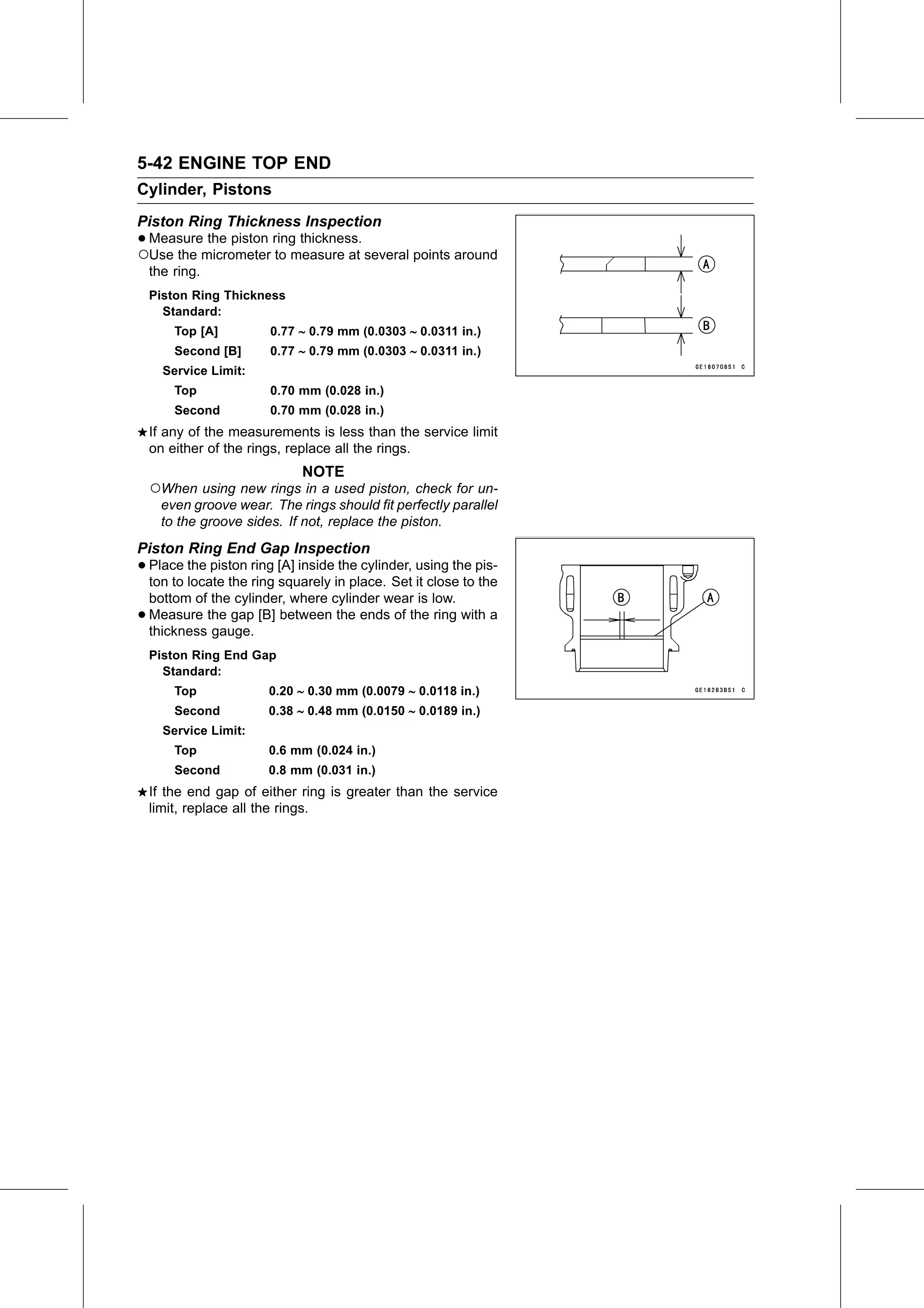 Service Manual page 292 — Engine Top End › Piston Ring End Gap Inspection