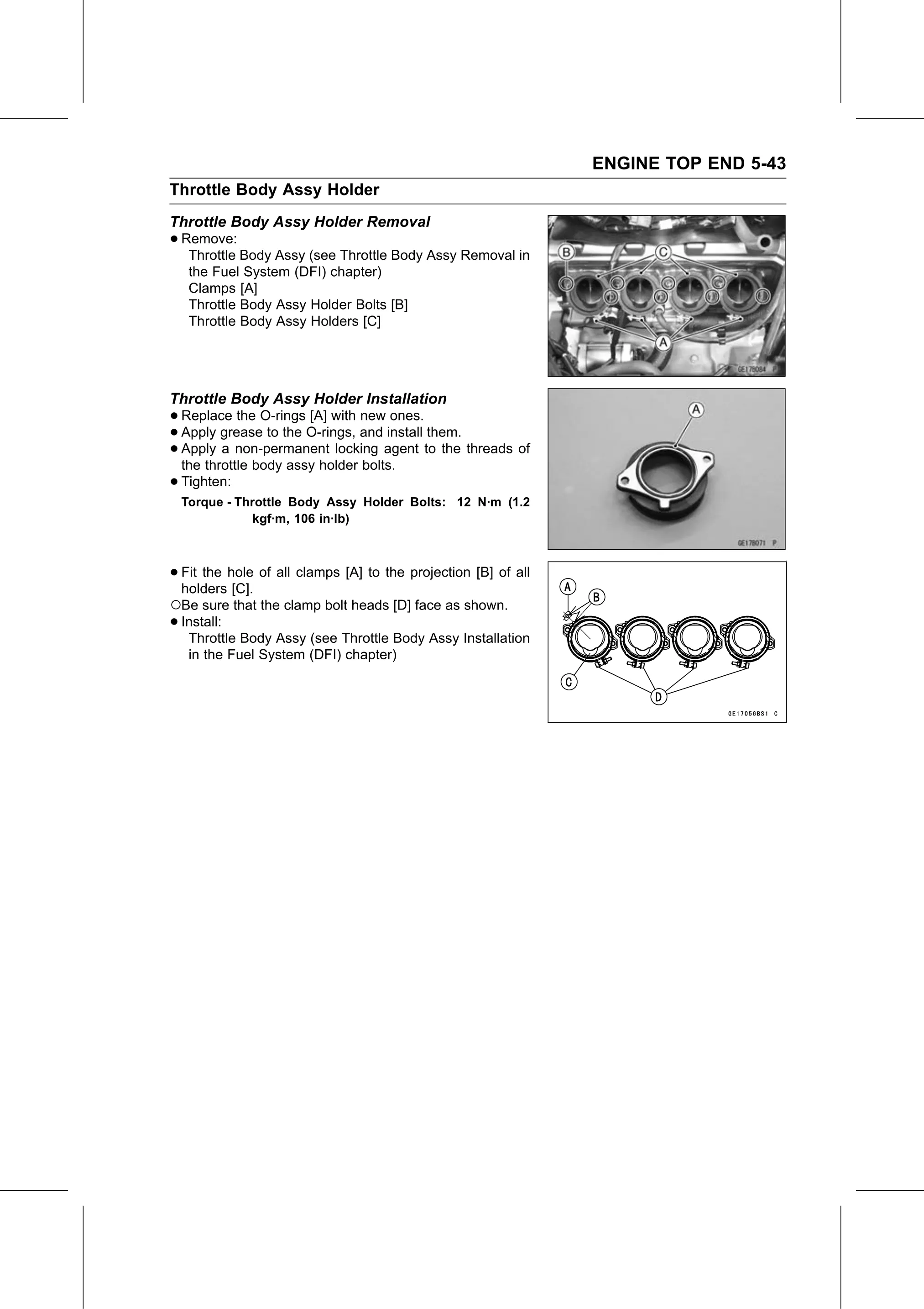 Service Manual page 293 — Engine Top End › Throttle Body Assy Holder Installation