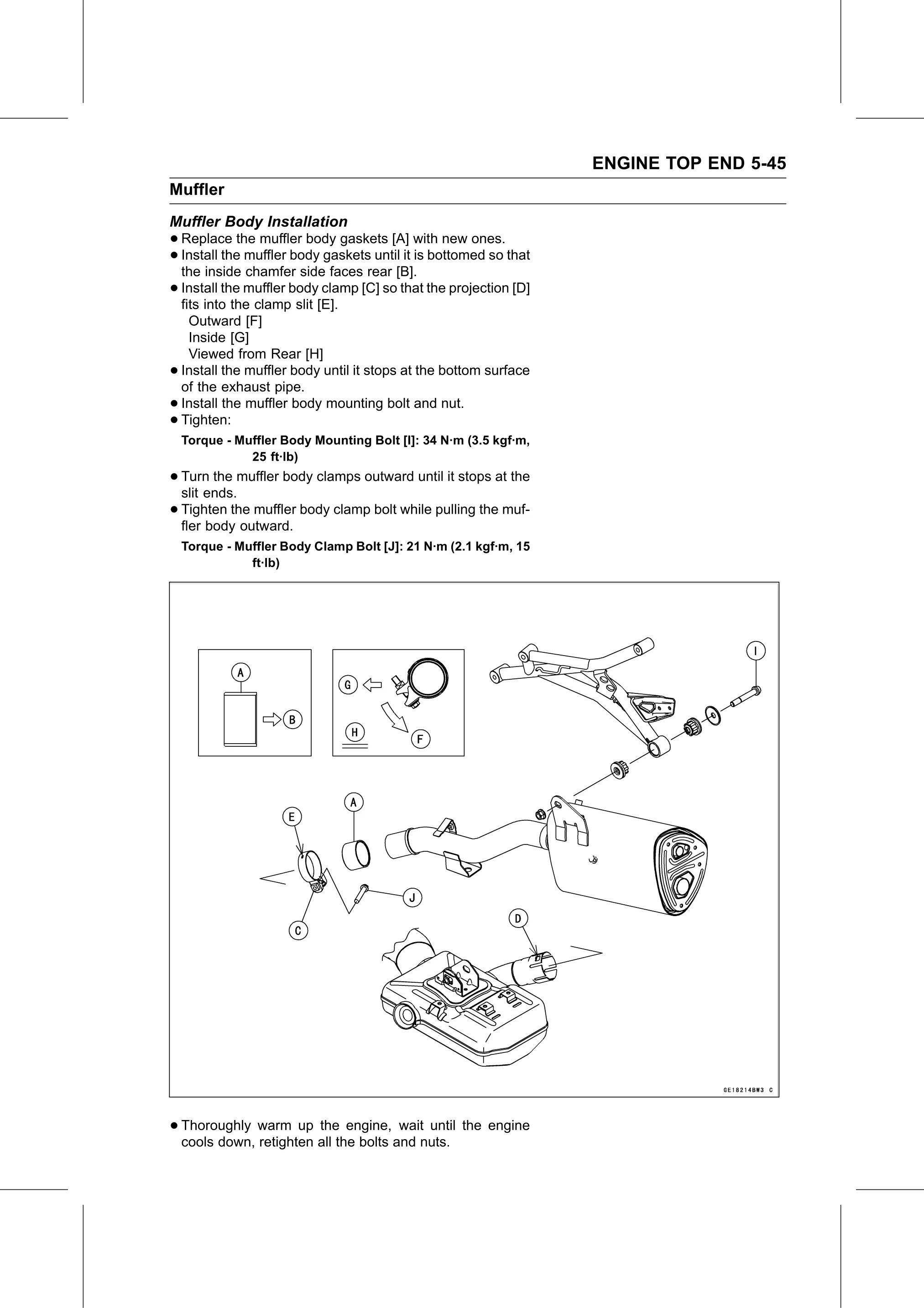 Service Manual page 295 — Engine Top End › Muffler Body Installation