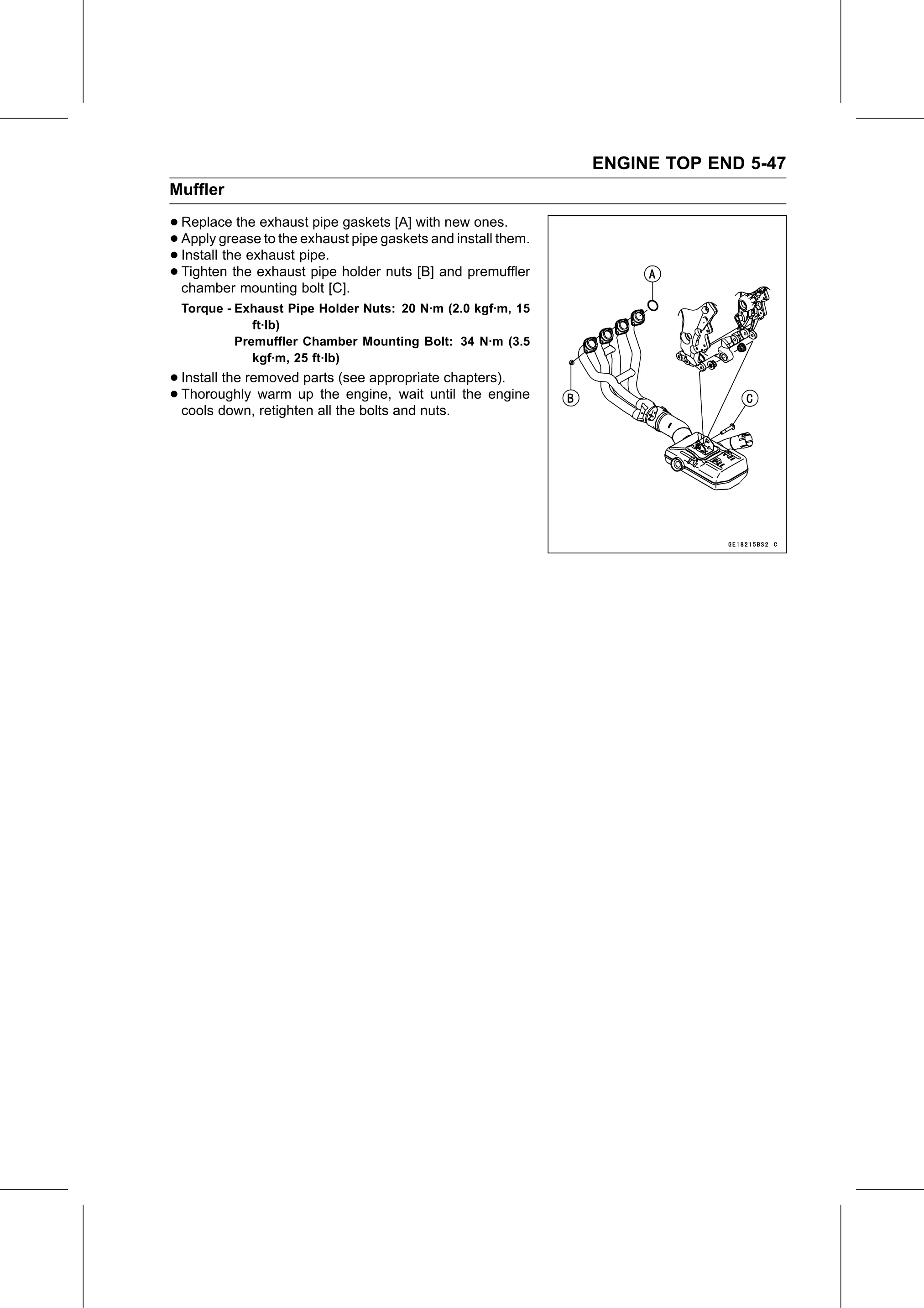 Service Manual page 297 — Engine Top End › Exhaust Pipe Installation
