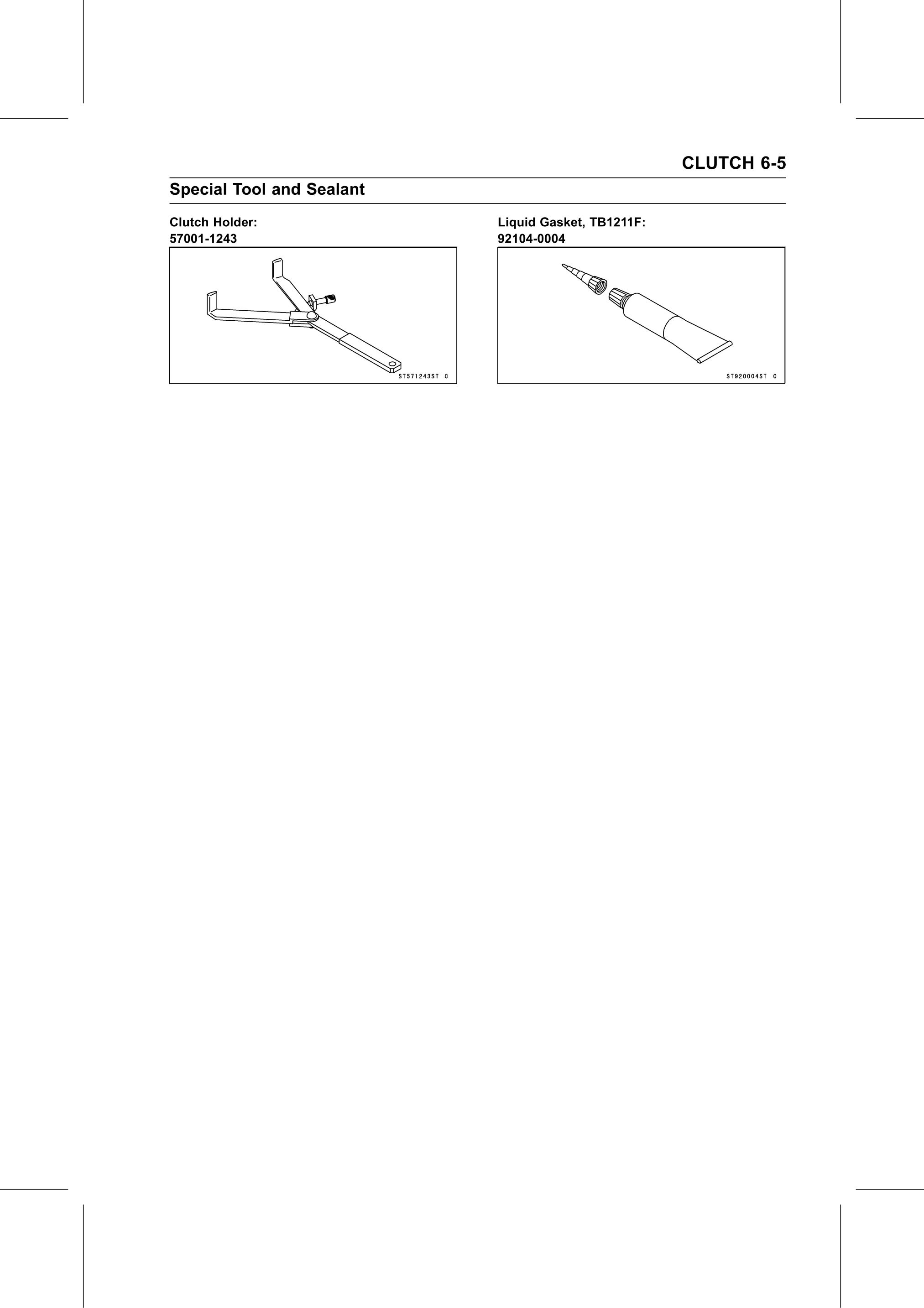 Service Manual page 303 — Clutch › Special Tool and Sealant