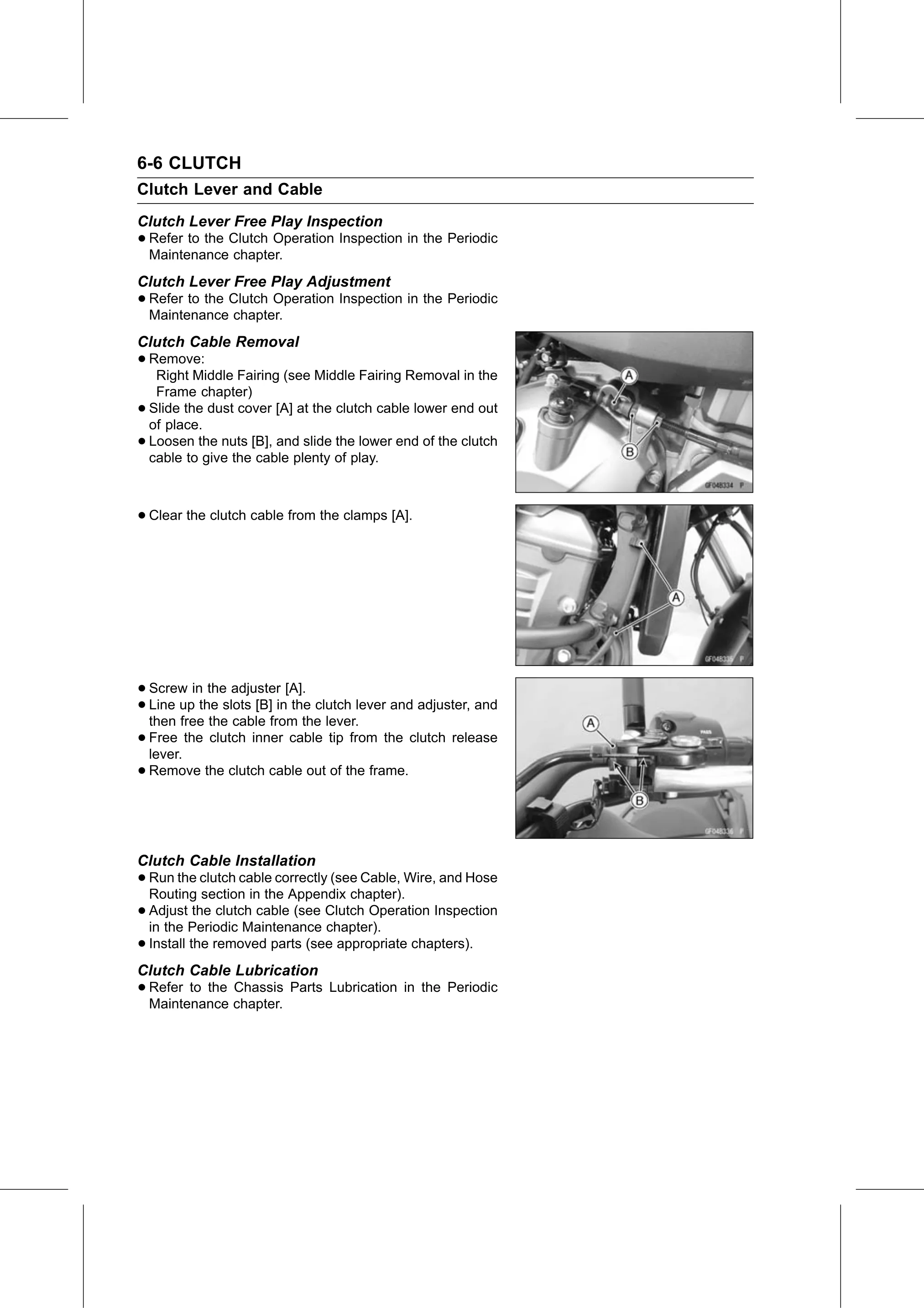 Service Manual page 304 — Clutch › Clutch Cable Lubrication