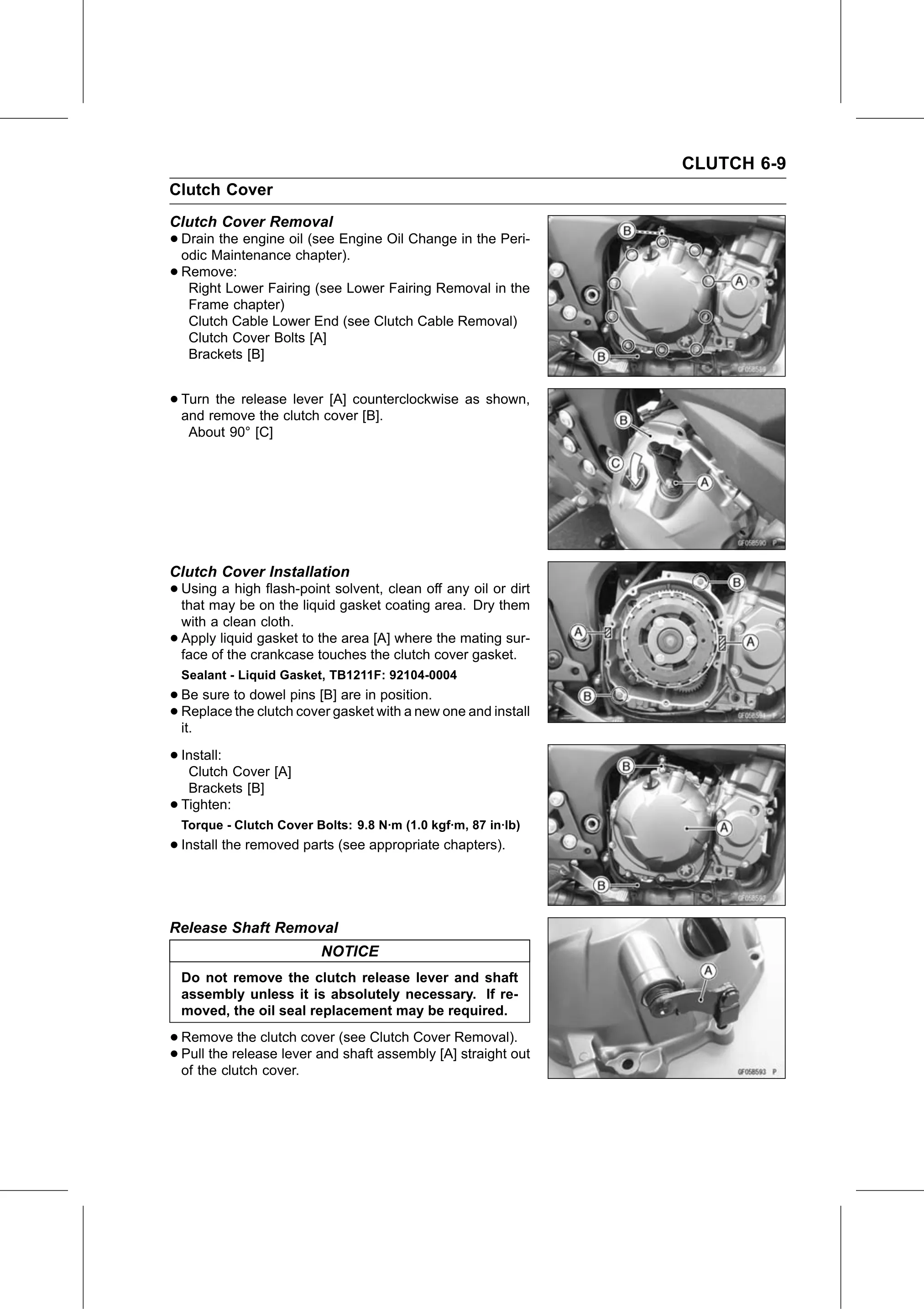 Service Manual page 307 — Clutch › Release Shaft Removal