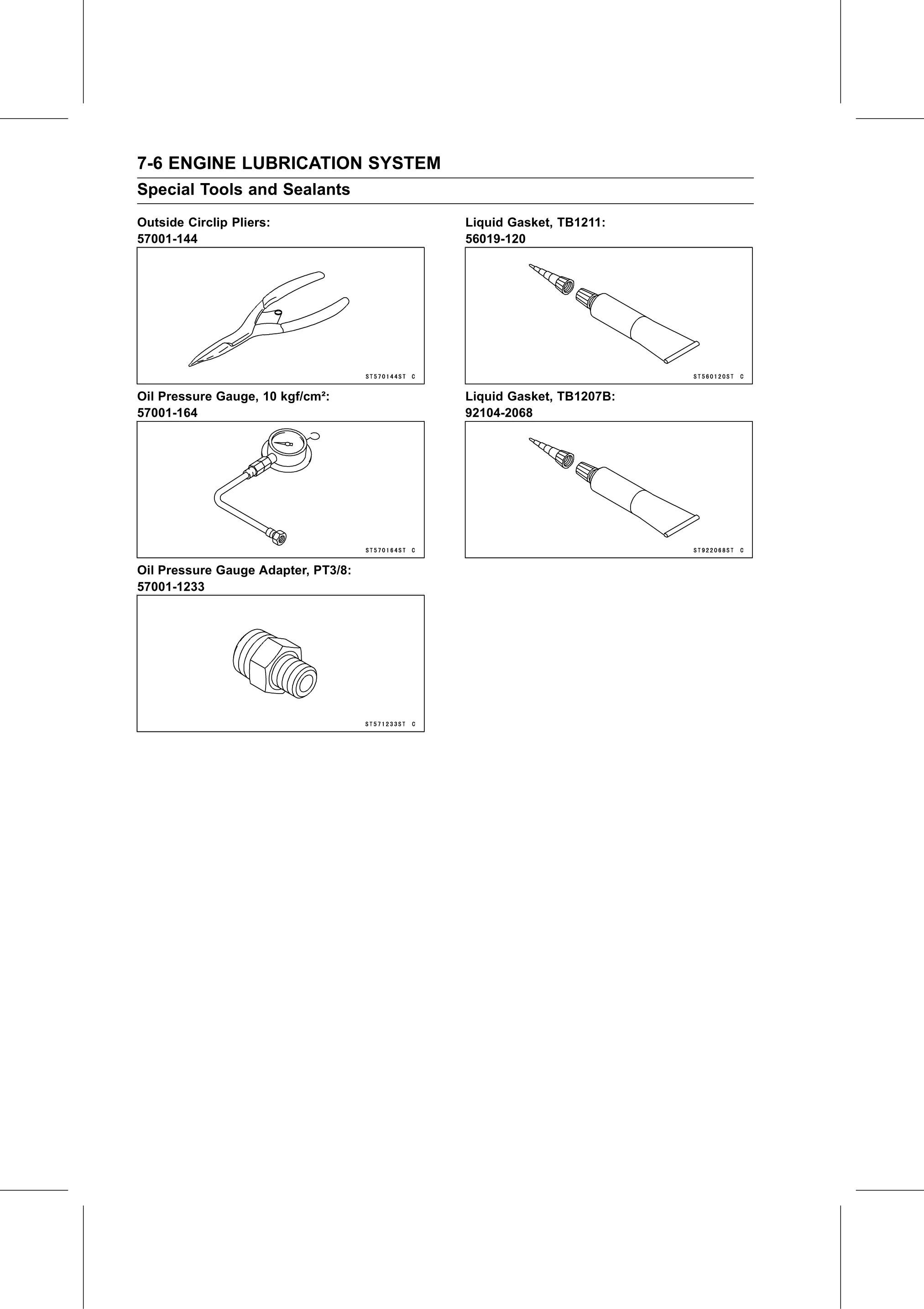 Service Manual page 322 — Engine Lubrication System › Special Tools and Sealants