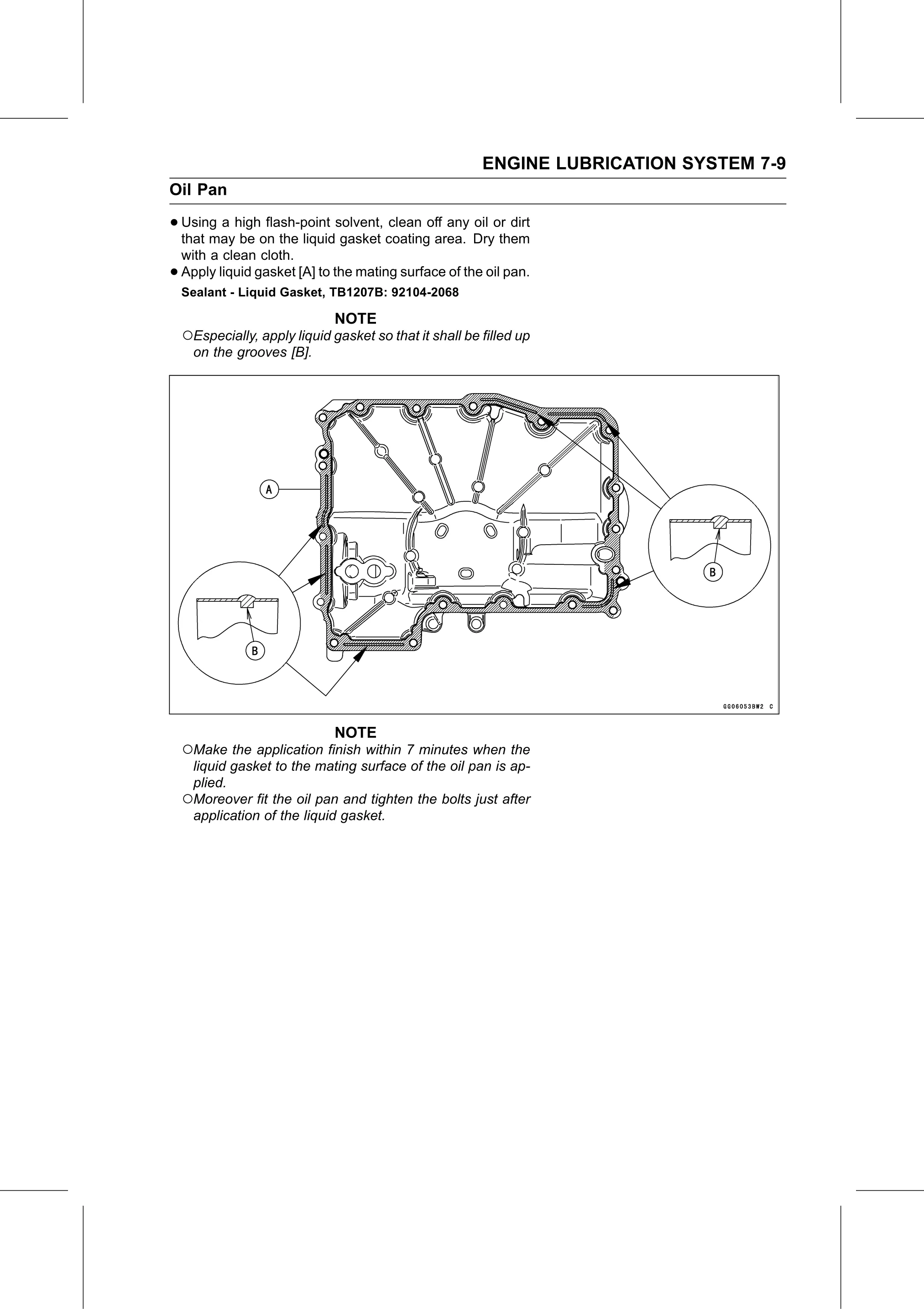 Service Manual page 325 — Engine Lubrication System › Oil Pan Installation