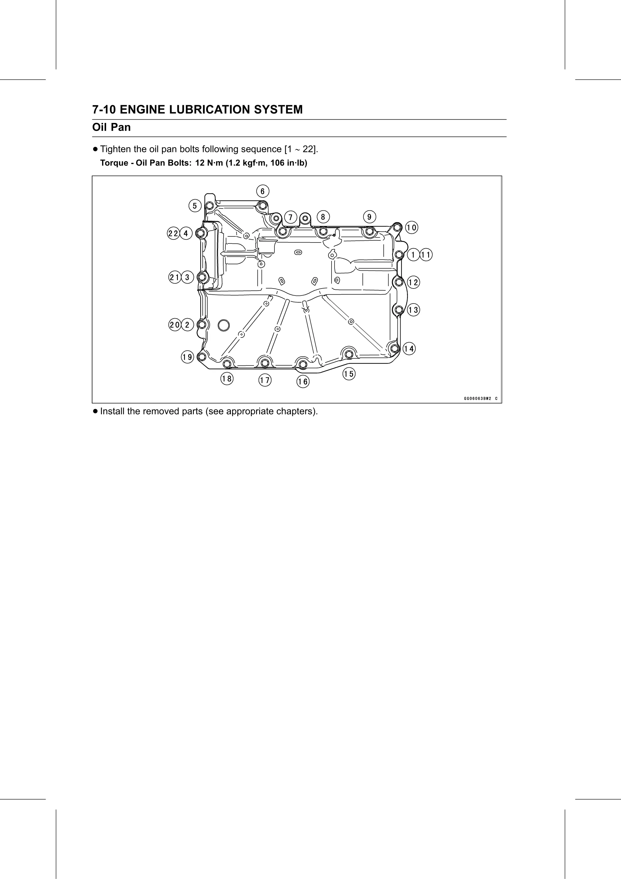 Service Manual page 326 — Engine Lubrication System › Oil Pan Installation