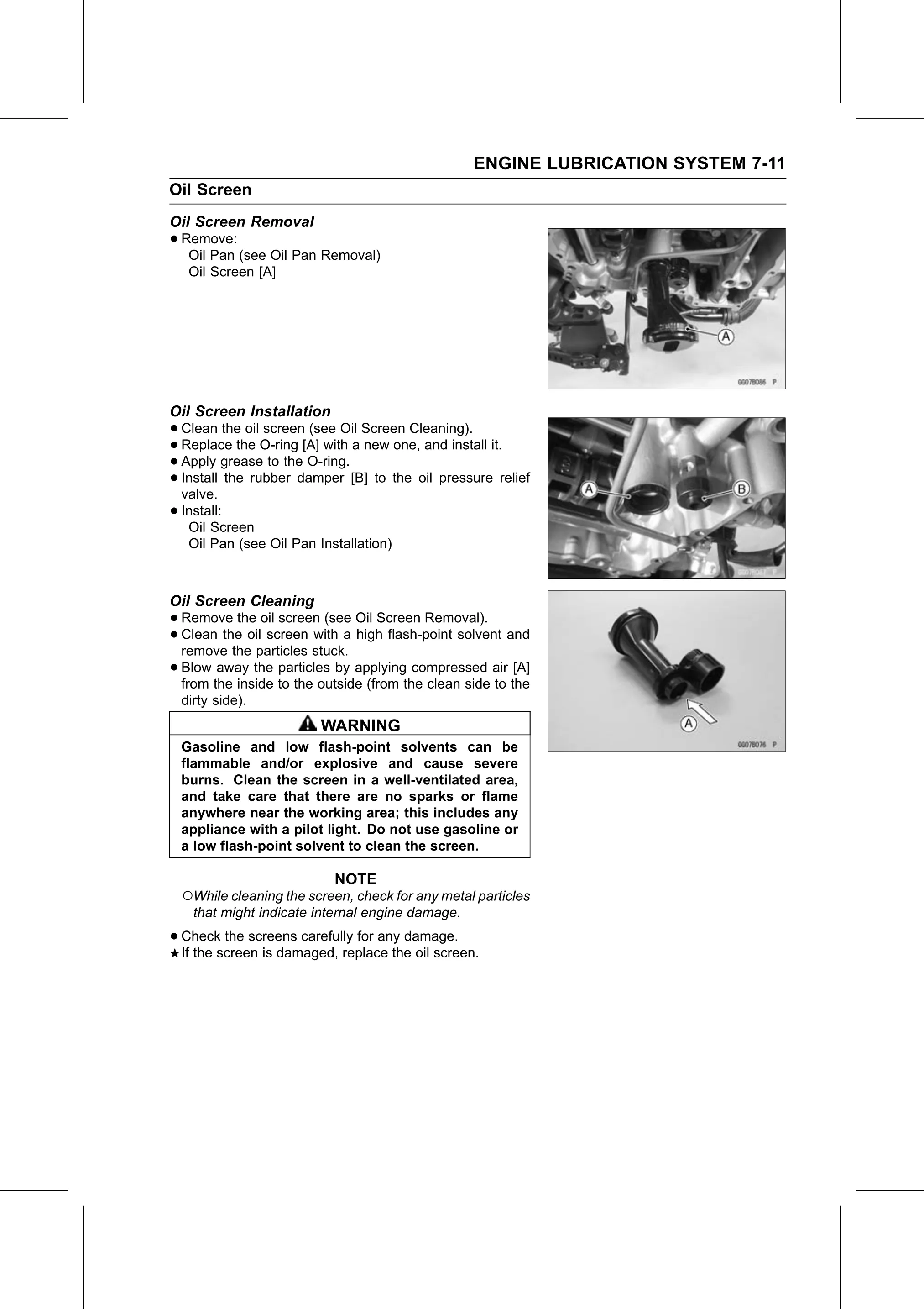 Service Manual page 327 — Engine Lubrication System › Oil Screen Cleaning