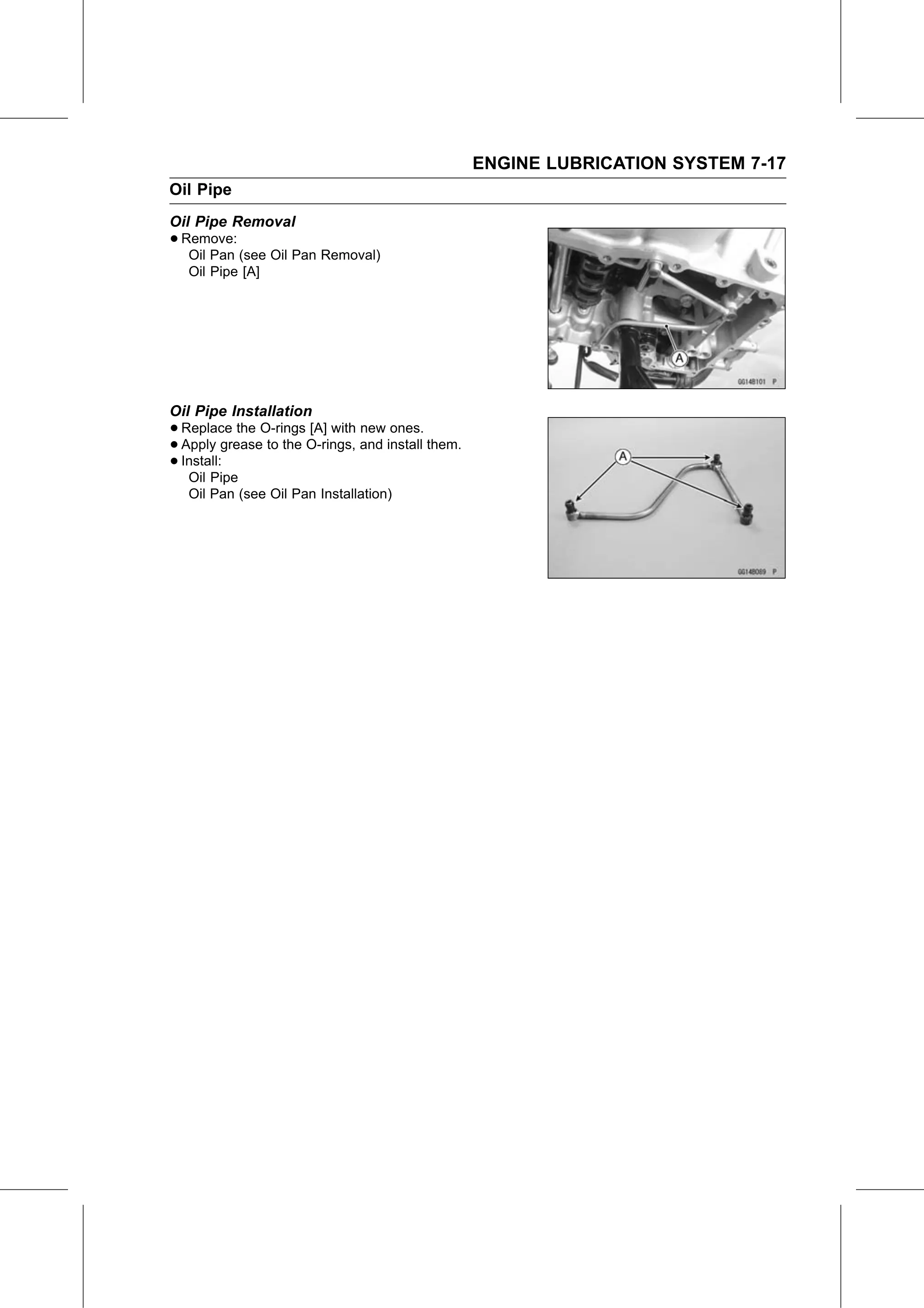 Service Manual page 333 — Engine Lubrication System › Oil Pipe Installation