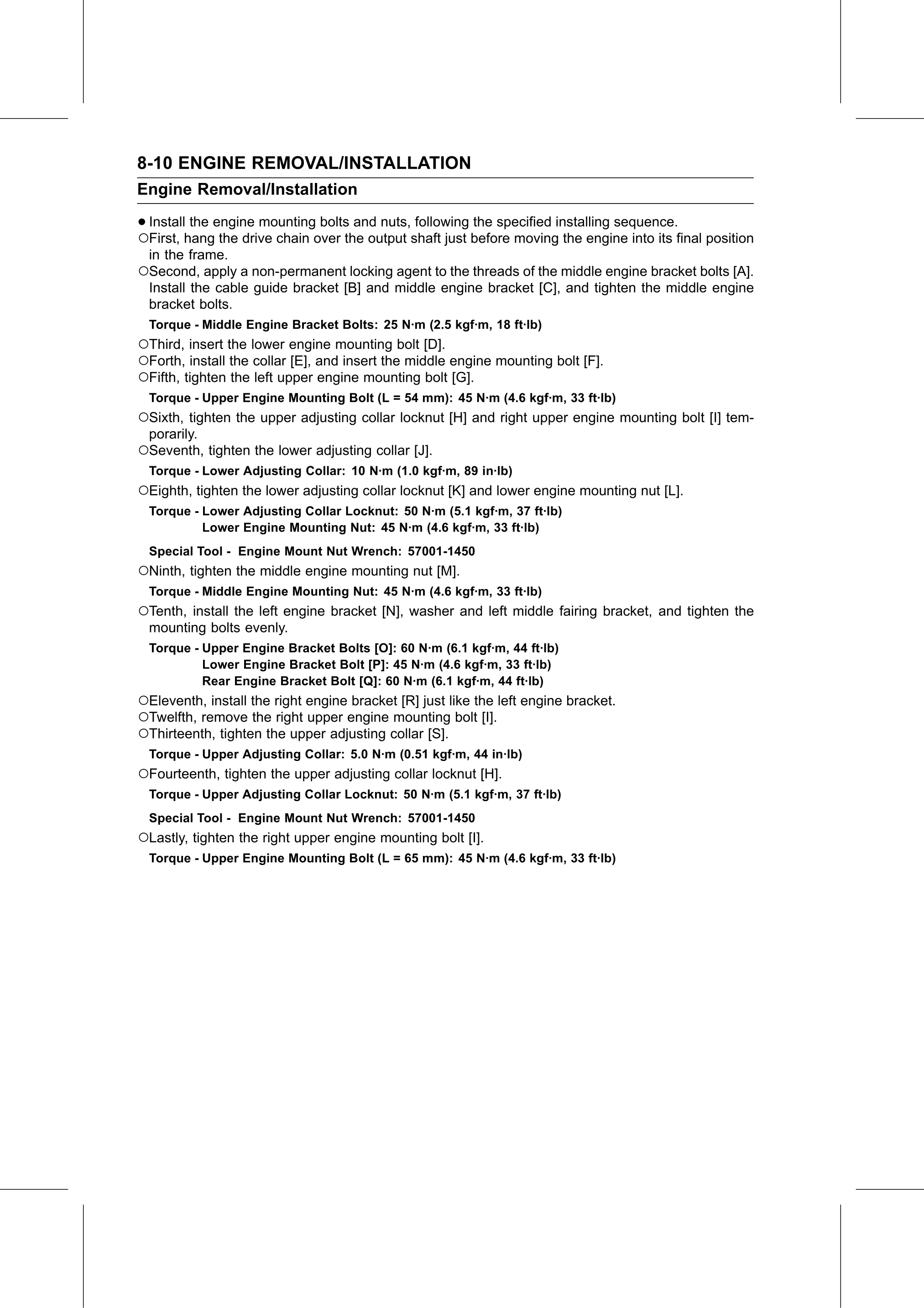 Service Manual page 344 — Engine Removal/Installation › Engine Installation