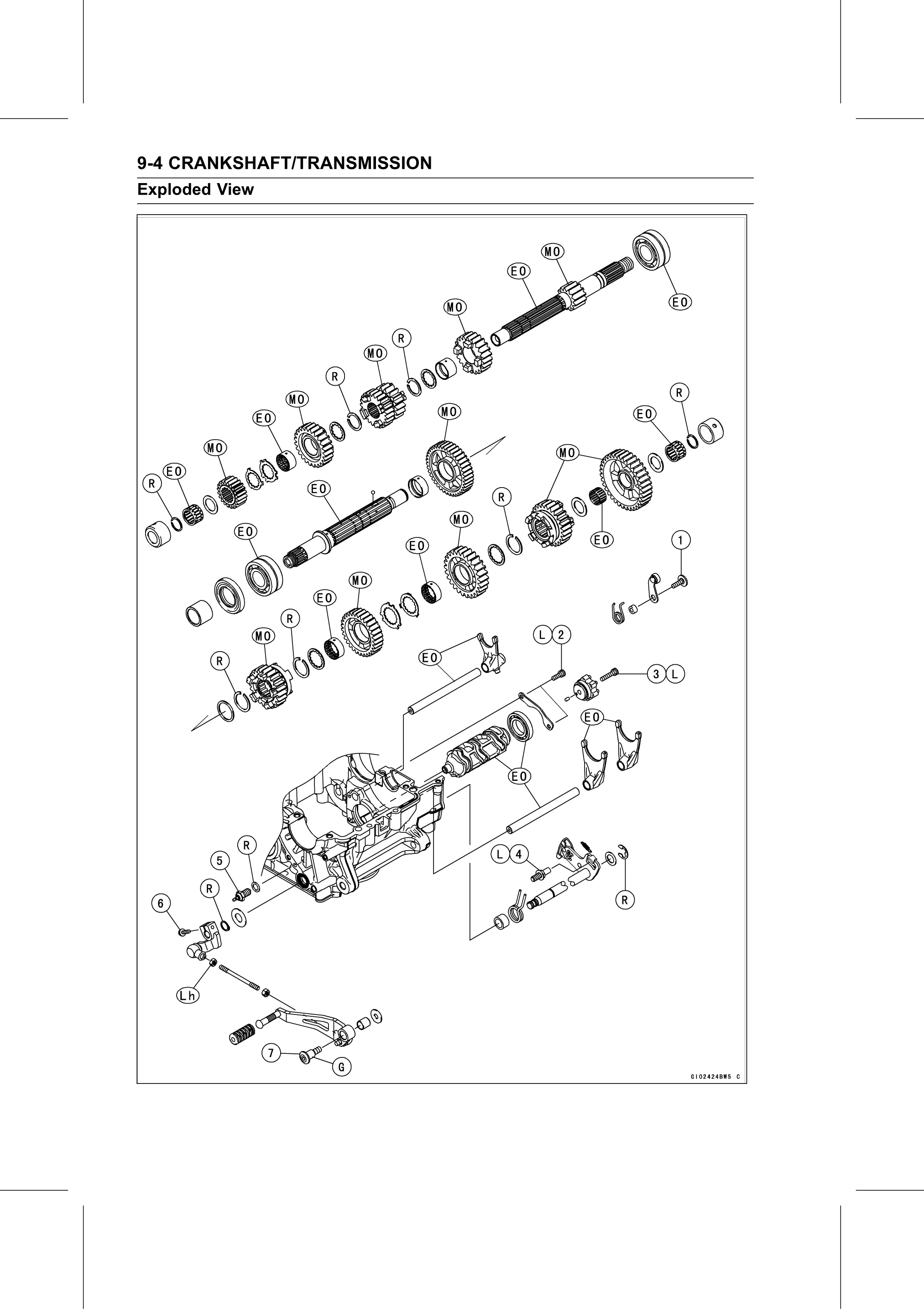 Service Manual page 350 — Crankshaft/Transmission › Exploded View