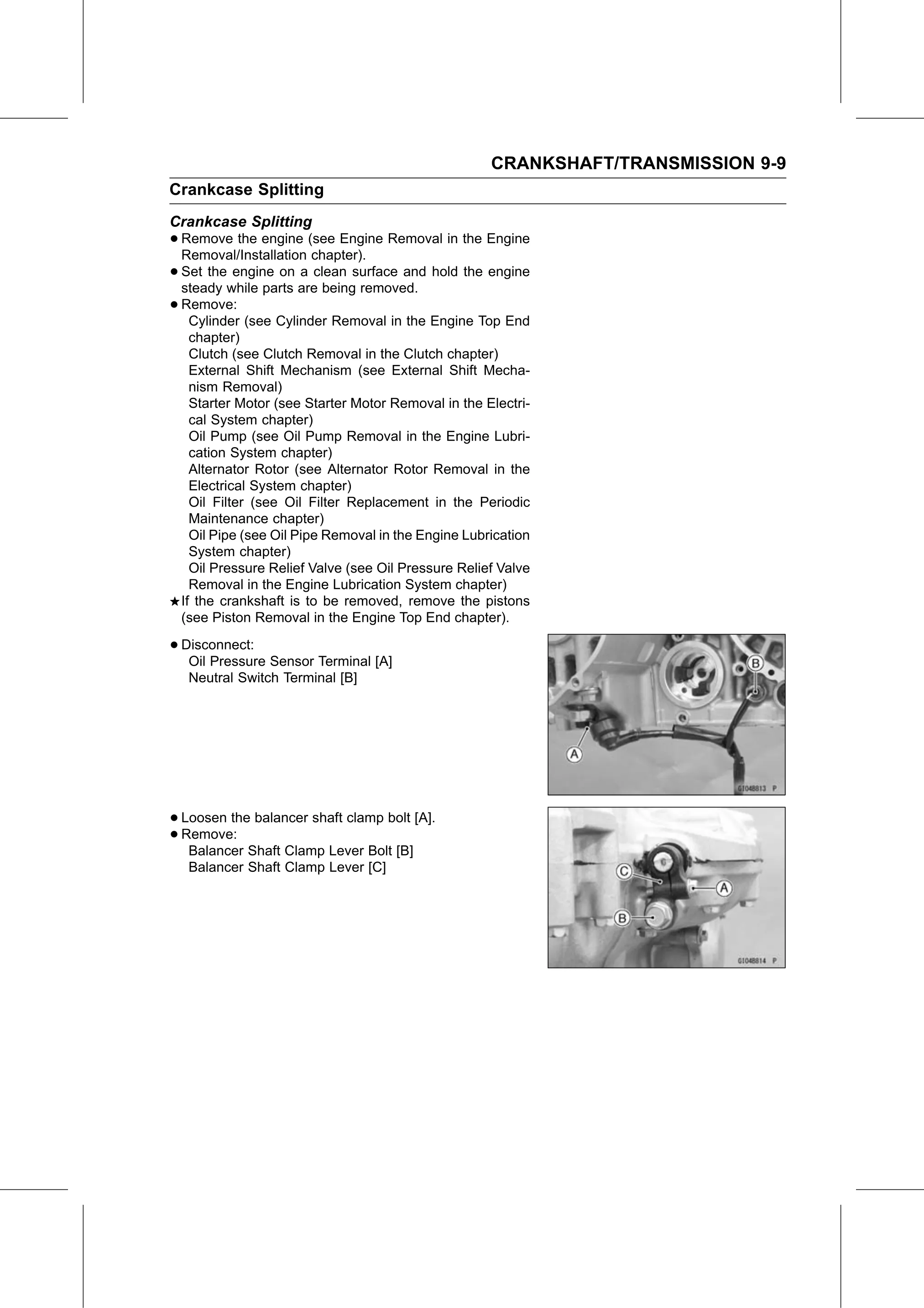 Service Manual page 355 — Crankshaft/Transmission › Crankcase Splitting