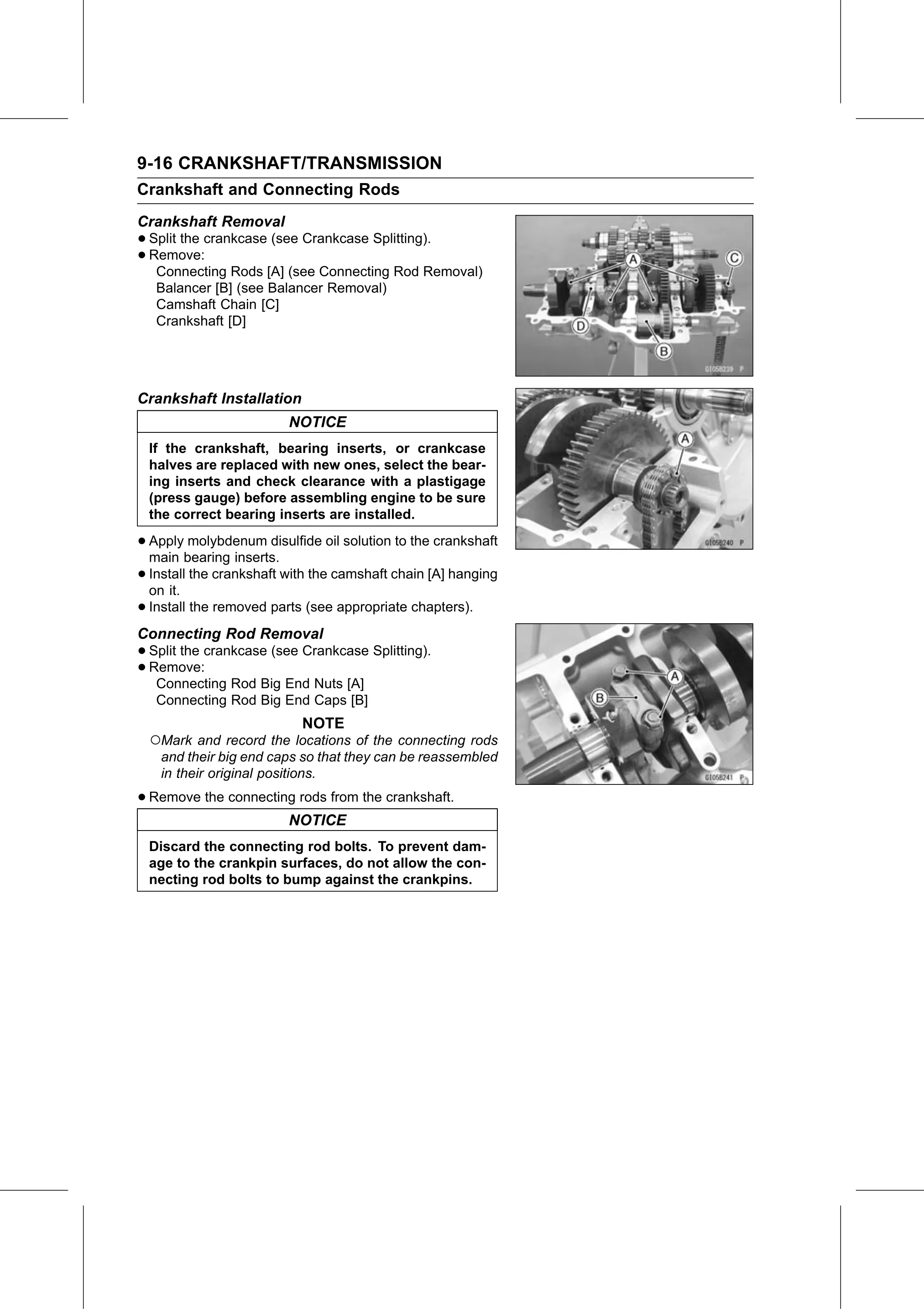 Service Manual page 362 — Crankshaft/Transmission › Connecting Rod Removal