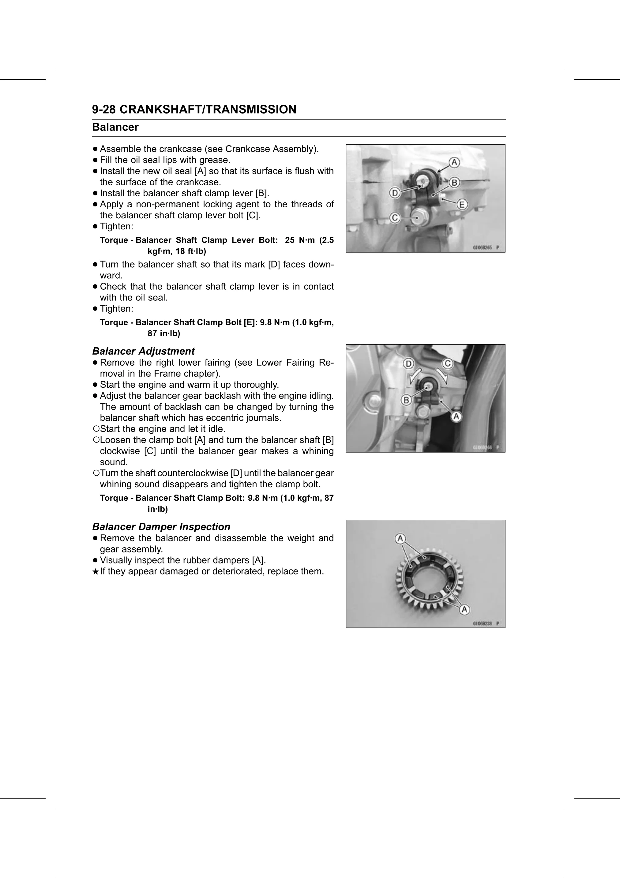 Service Manual page 374 — Crankshaft/Transmission › Balancer Damper Inspection
