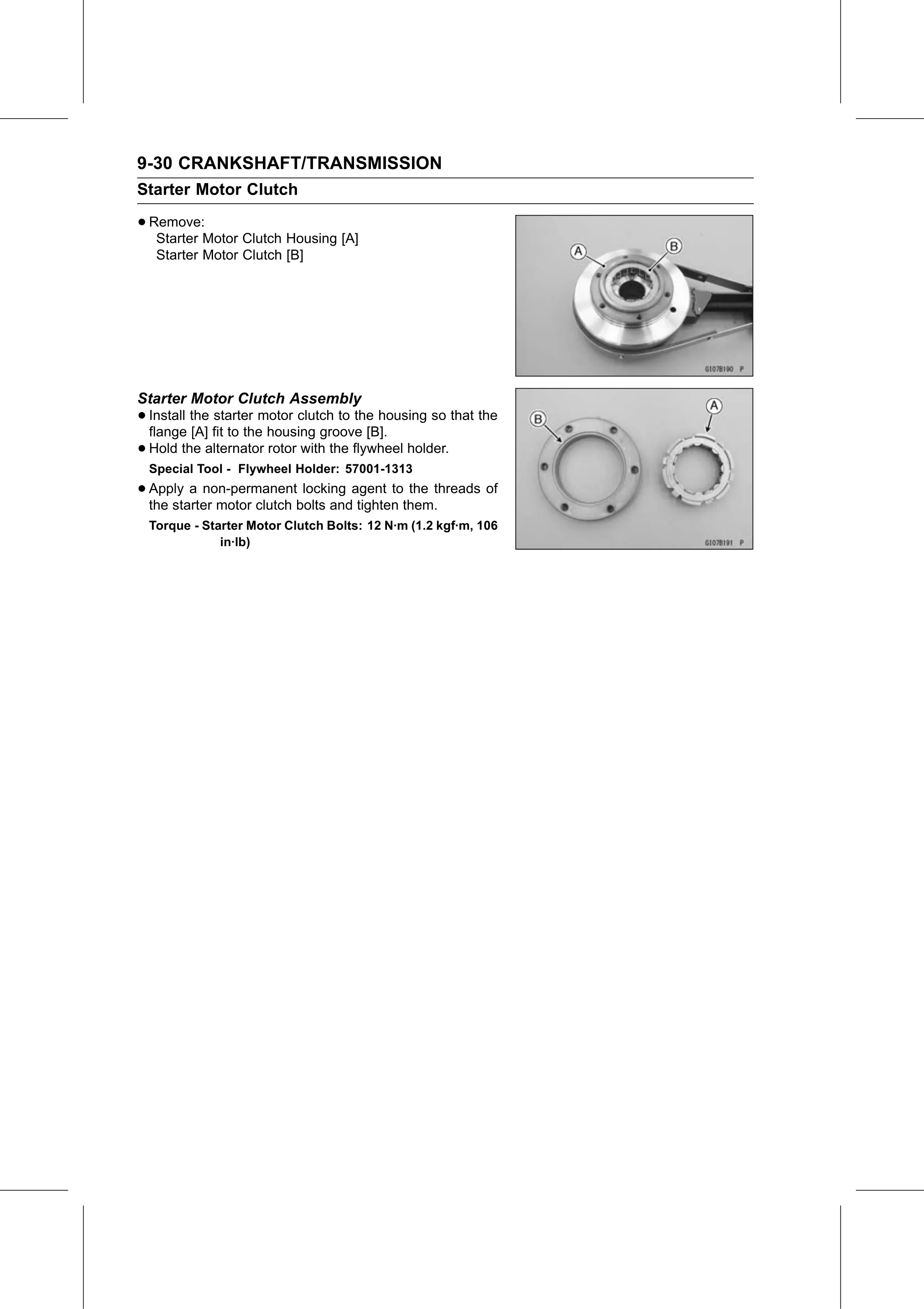 Service Manual page 376 — Crankshaft/Transmission › Starter Motor Clutch Assembly