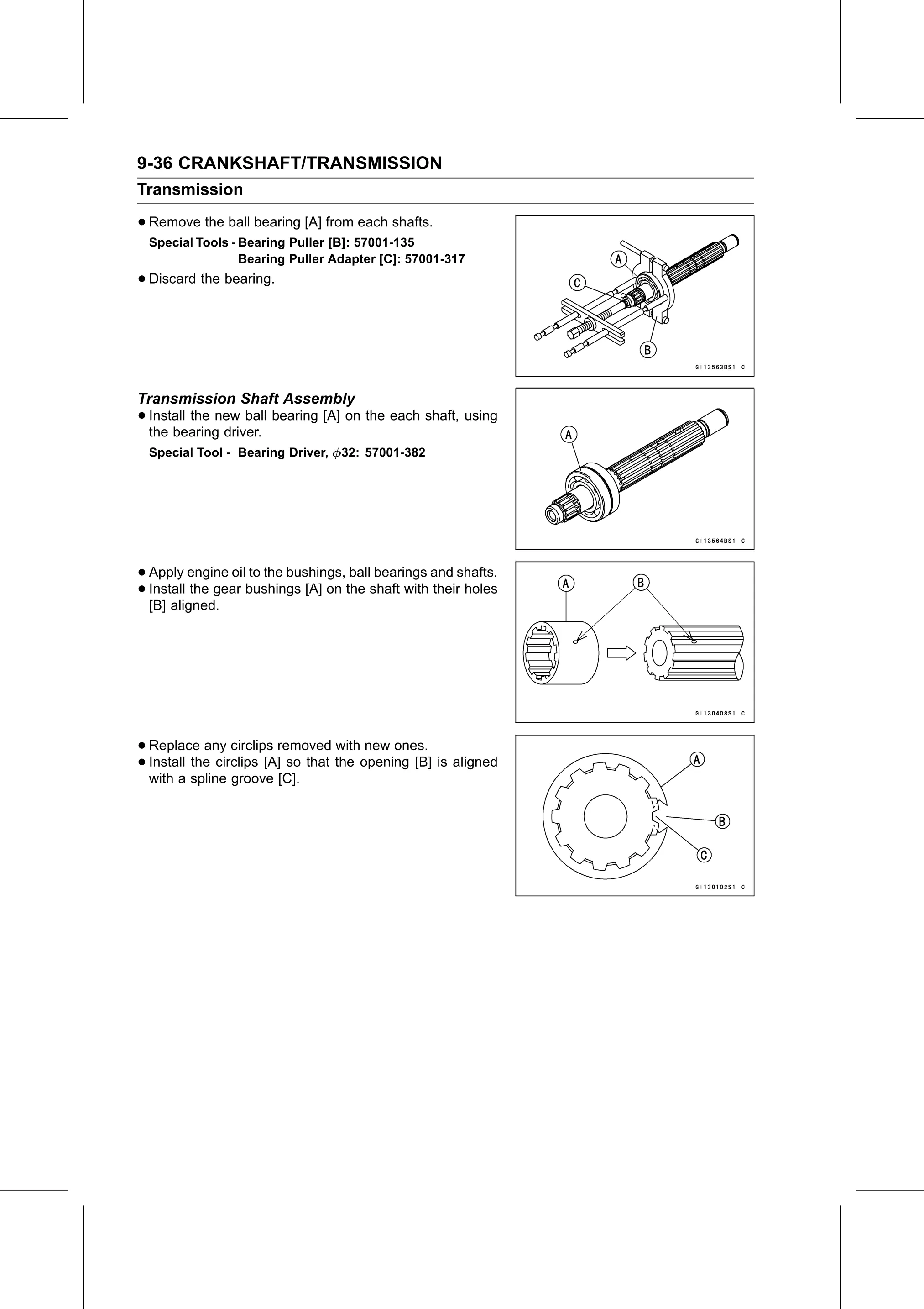 Service Manual page 382 — Crankshaft/Transmission › Transmission Shaft Assembly