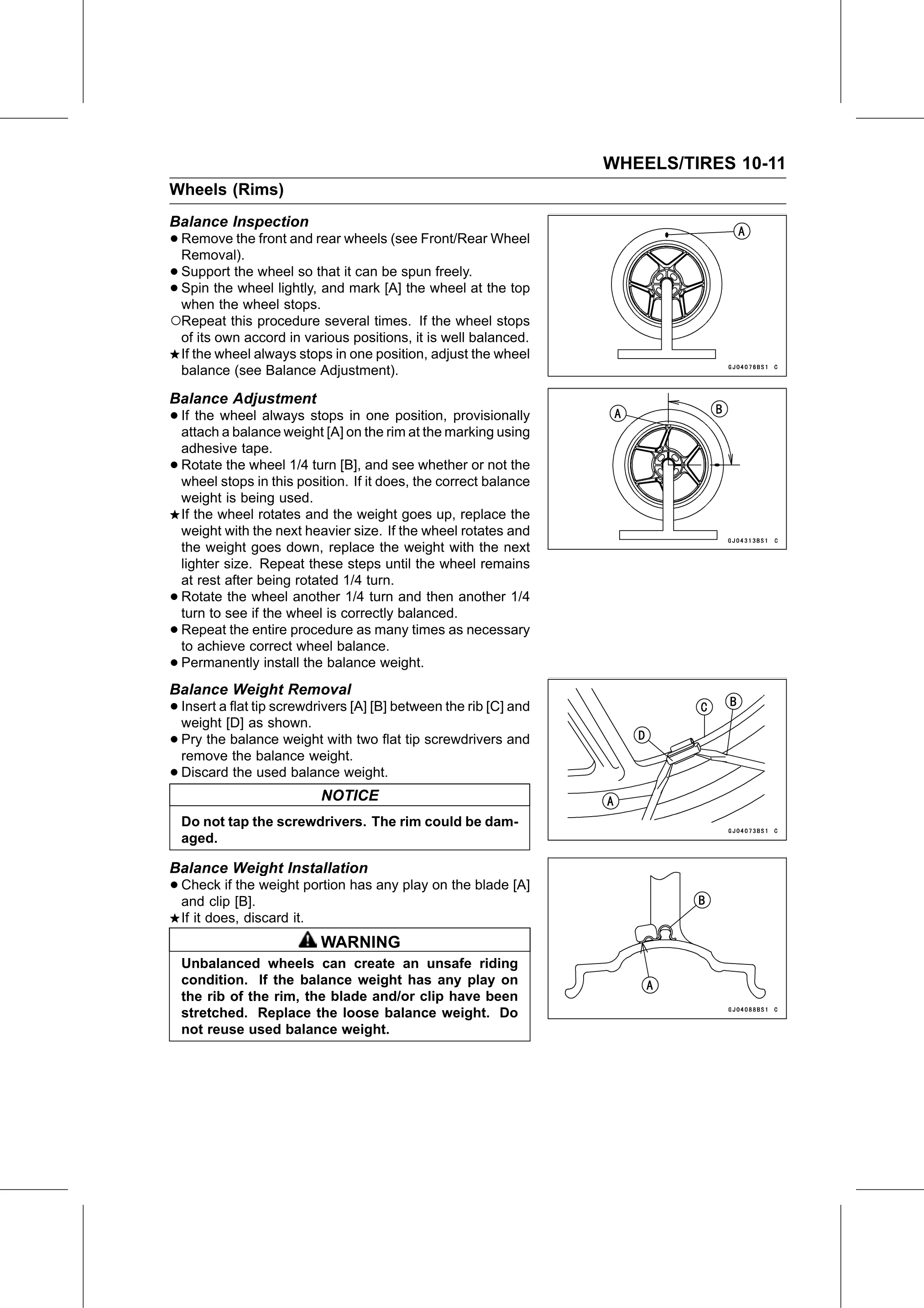 Service Manual page 399 — Wheels/Tires › Balance Weight Installation
