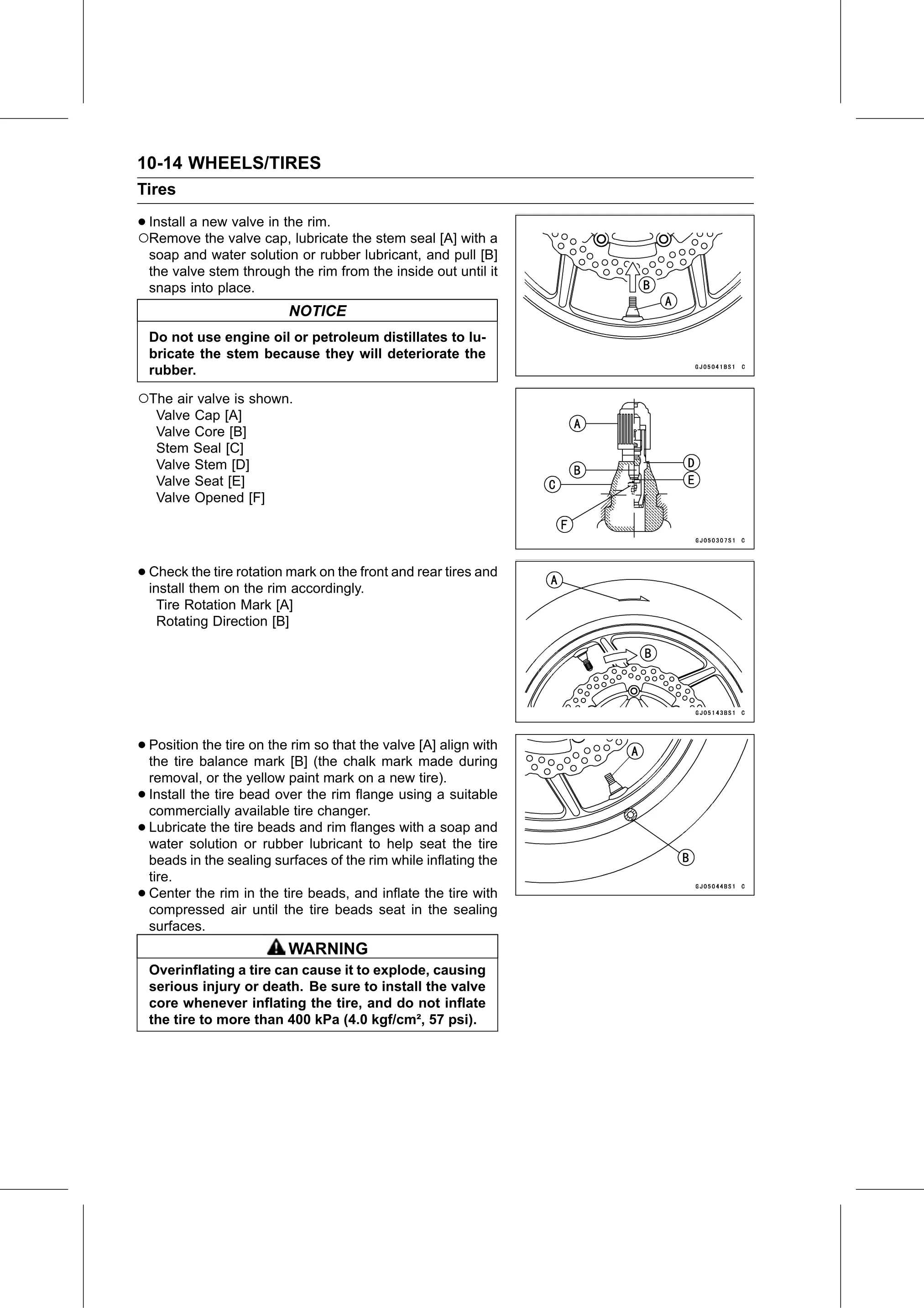 Service Manual page 402 — Wheels/Tires › Tire Installation