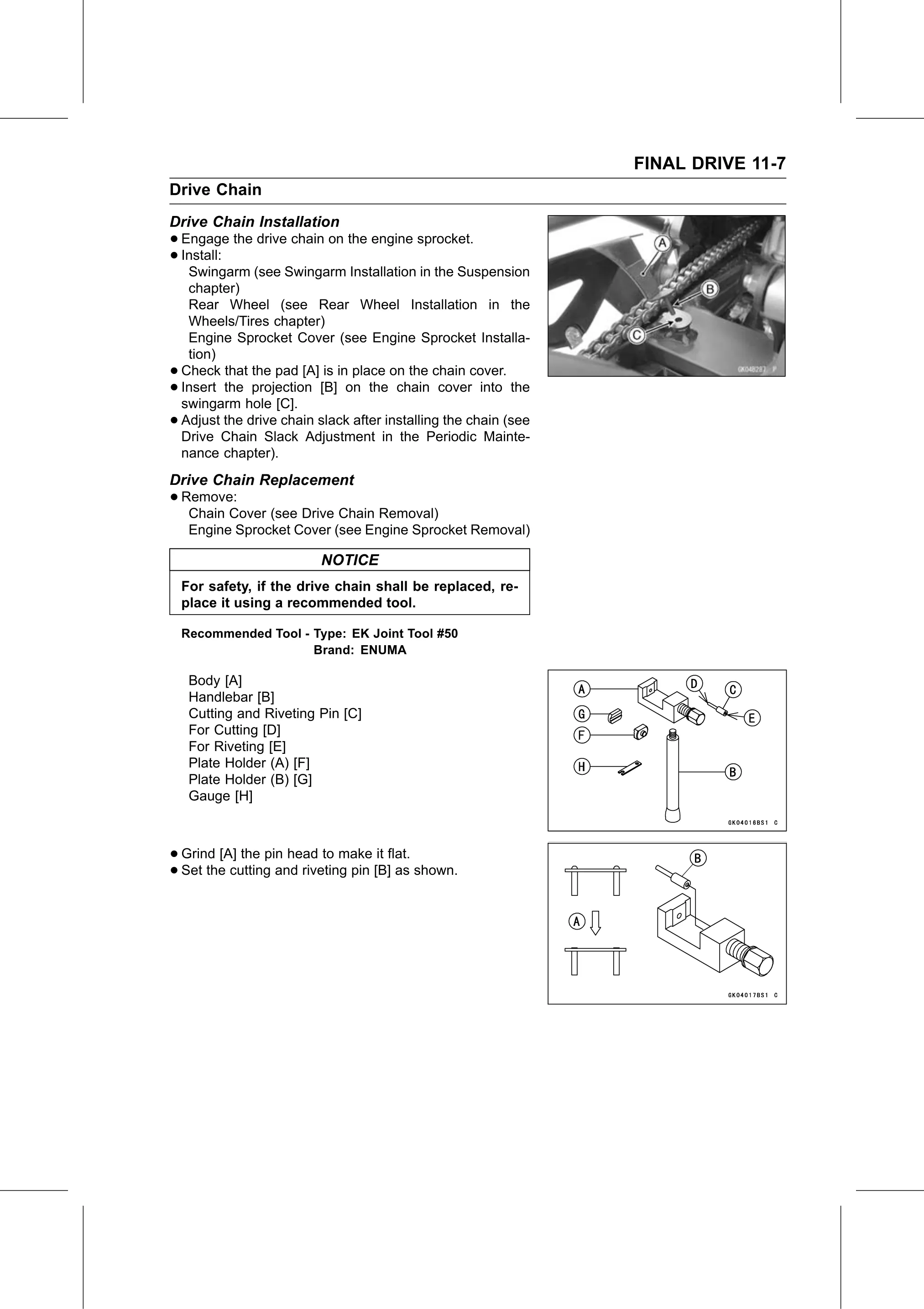 Service Manual page 413 — Final Drive › Drive Chain Replacement