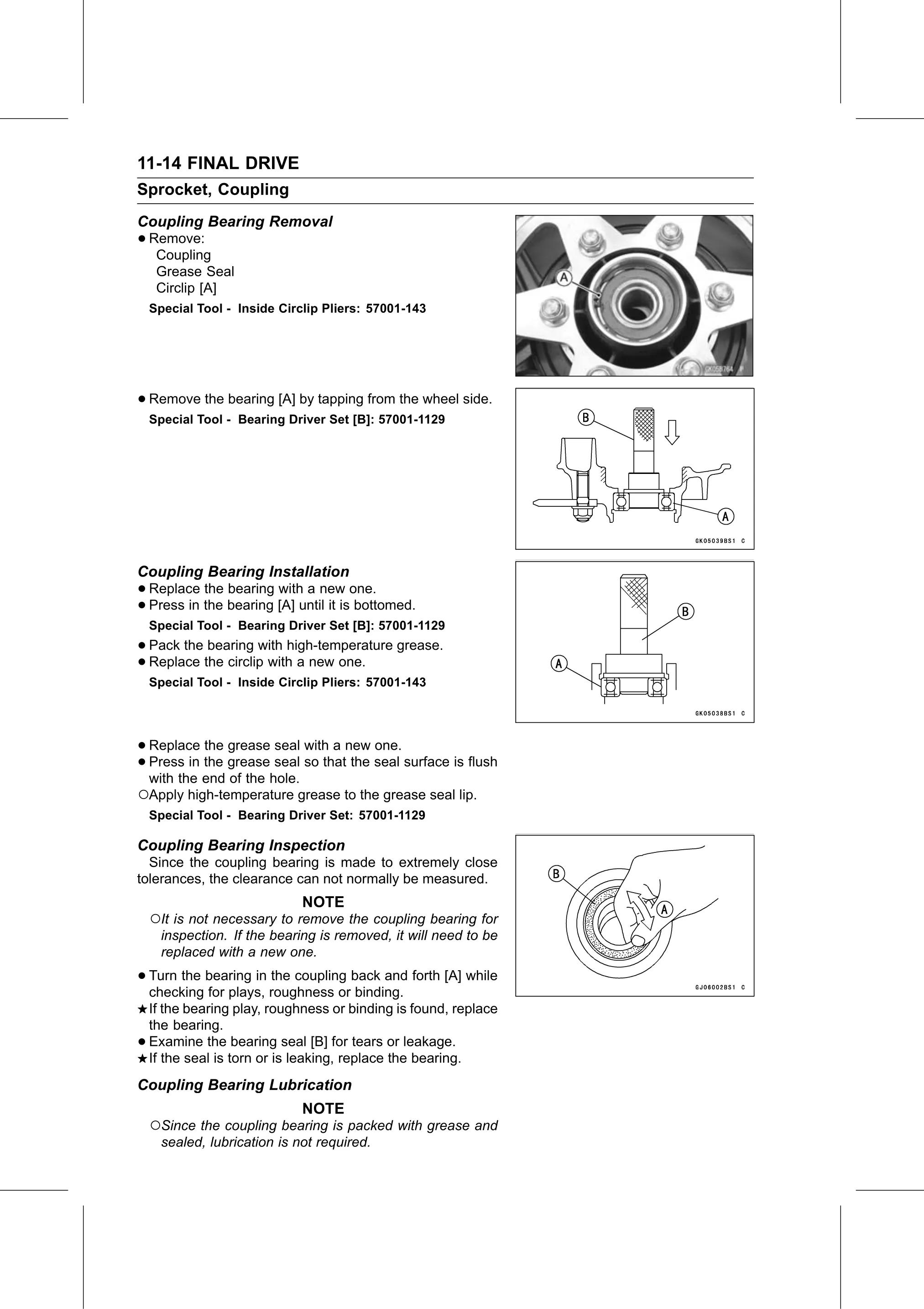 Service Manual page 420 — Final Drive › Coupling Bearing Lubrication