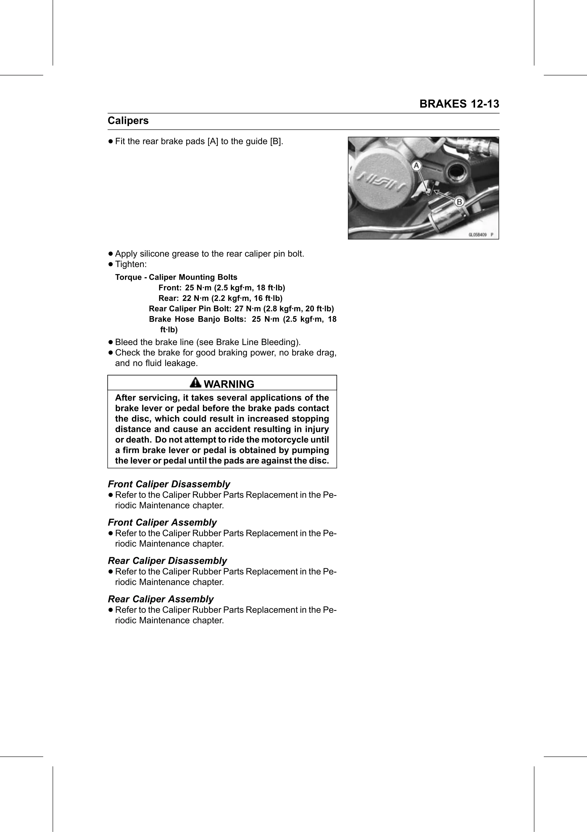 Service Manual page 435 — Brakes › Rear Caliper Assembly