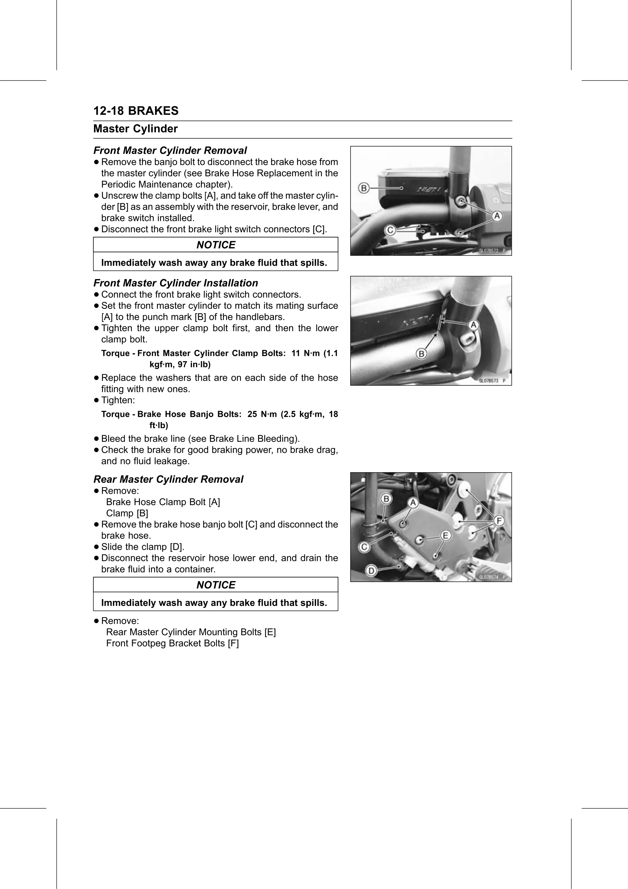 Service Manual page 440 — Brakes › Rear Master Cylinder Removal